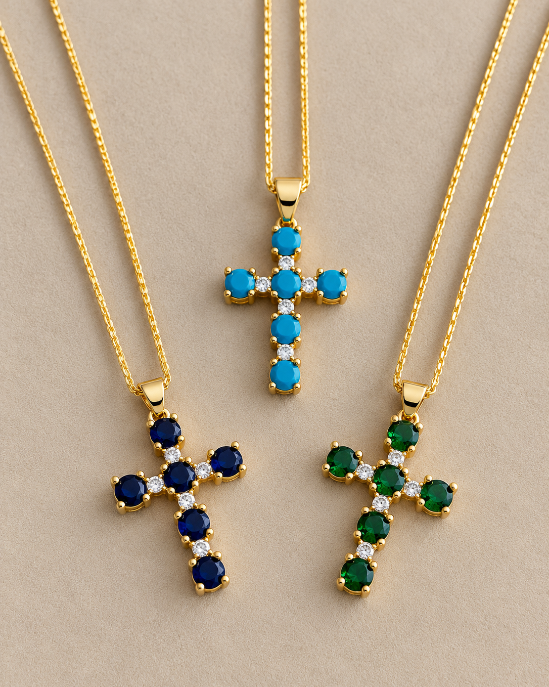 Colorful Crystal Cross Necklace