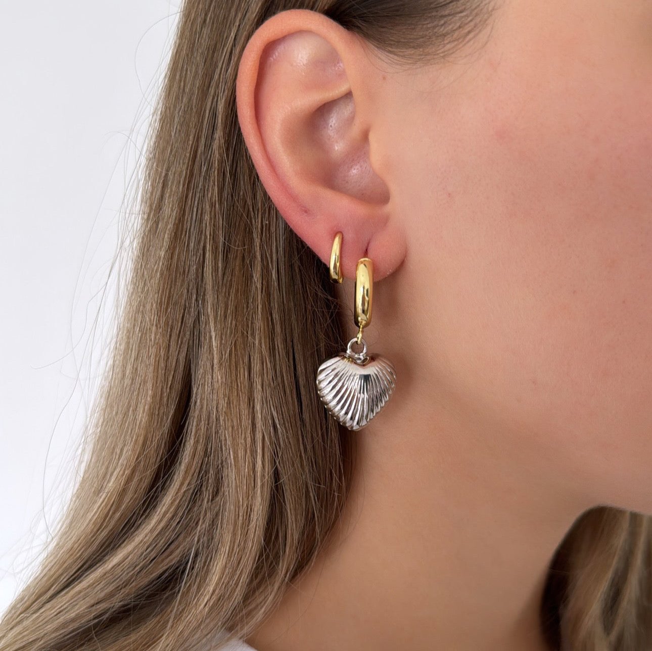 Heart Silver and Gold Earring