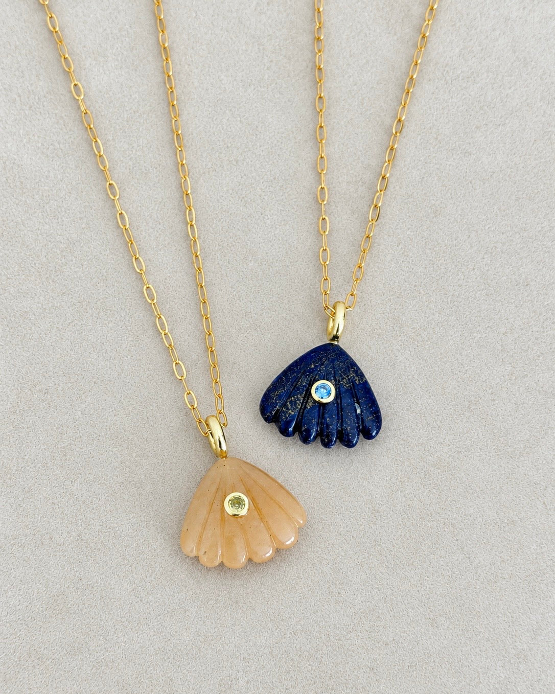 Natural Stone Seashell Charm Necklace