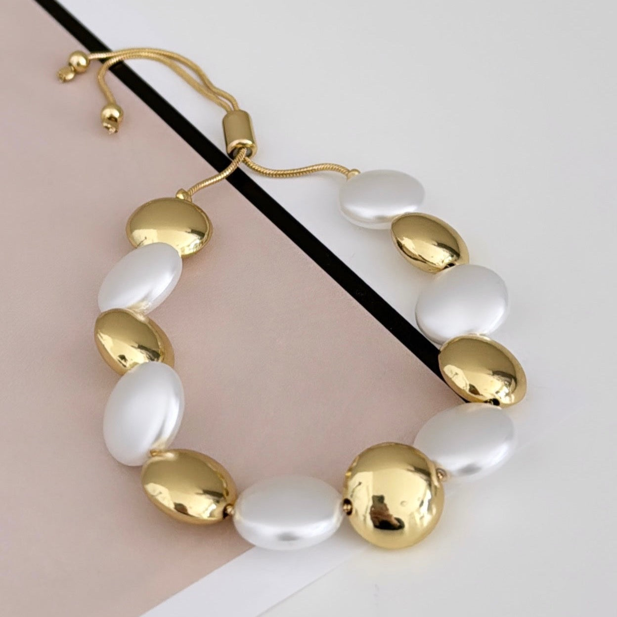 Pearls and Gold Bead Bracelet