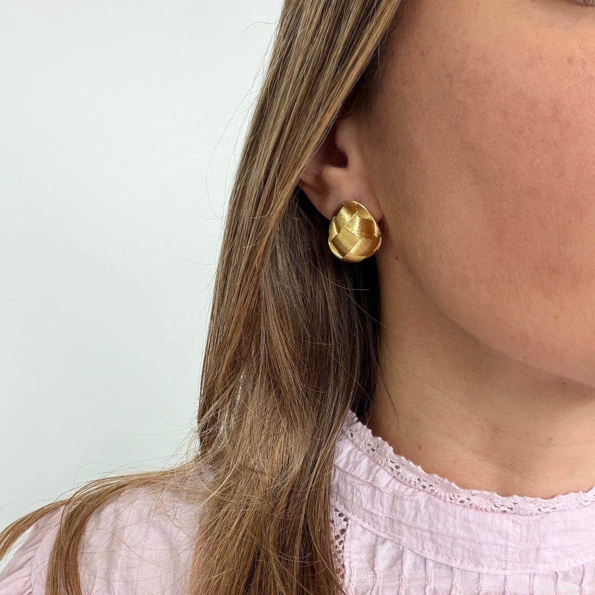 Woven Gold Stud Earrings