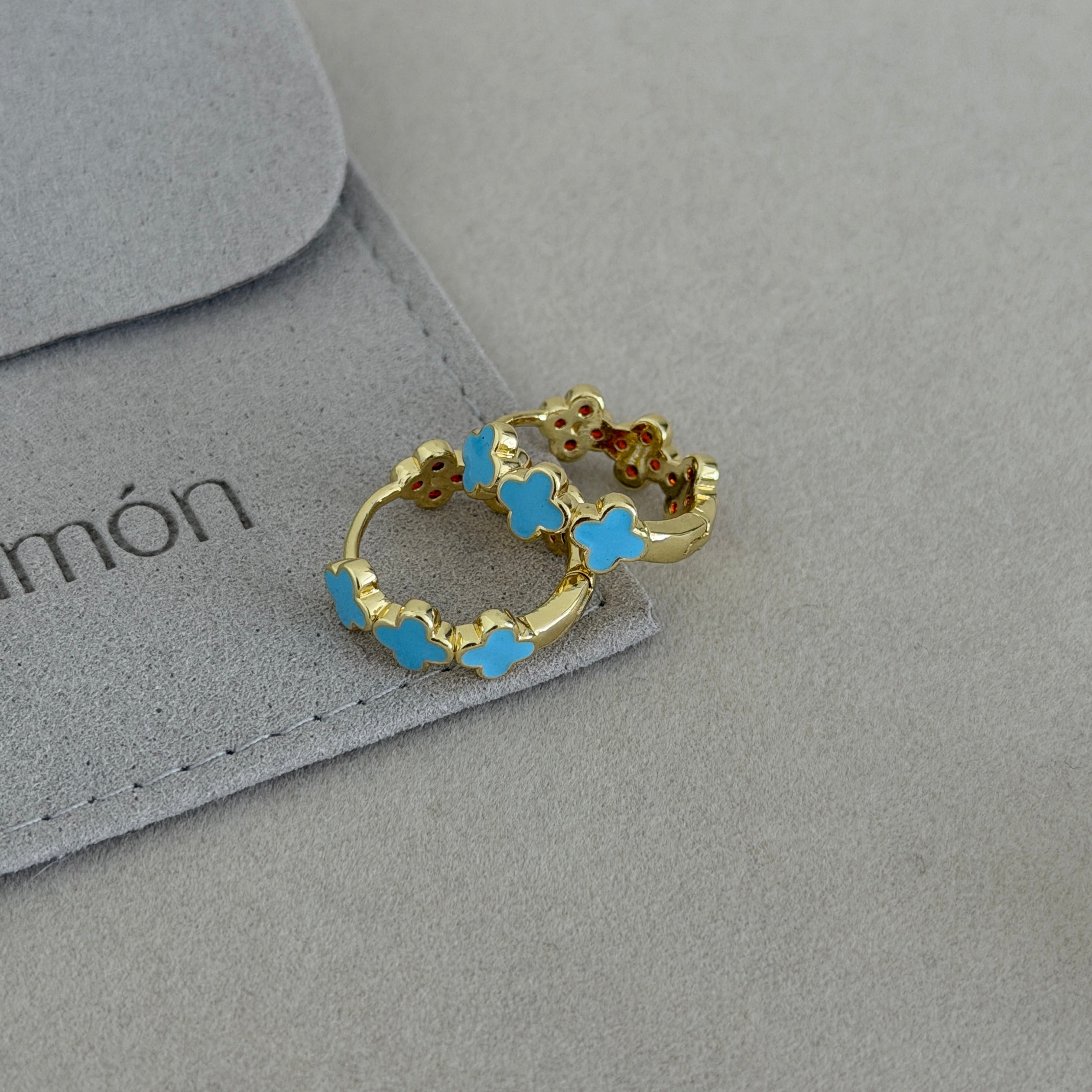 Clover Enamel Huggie Earrings