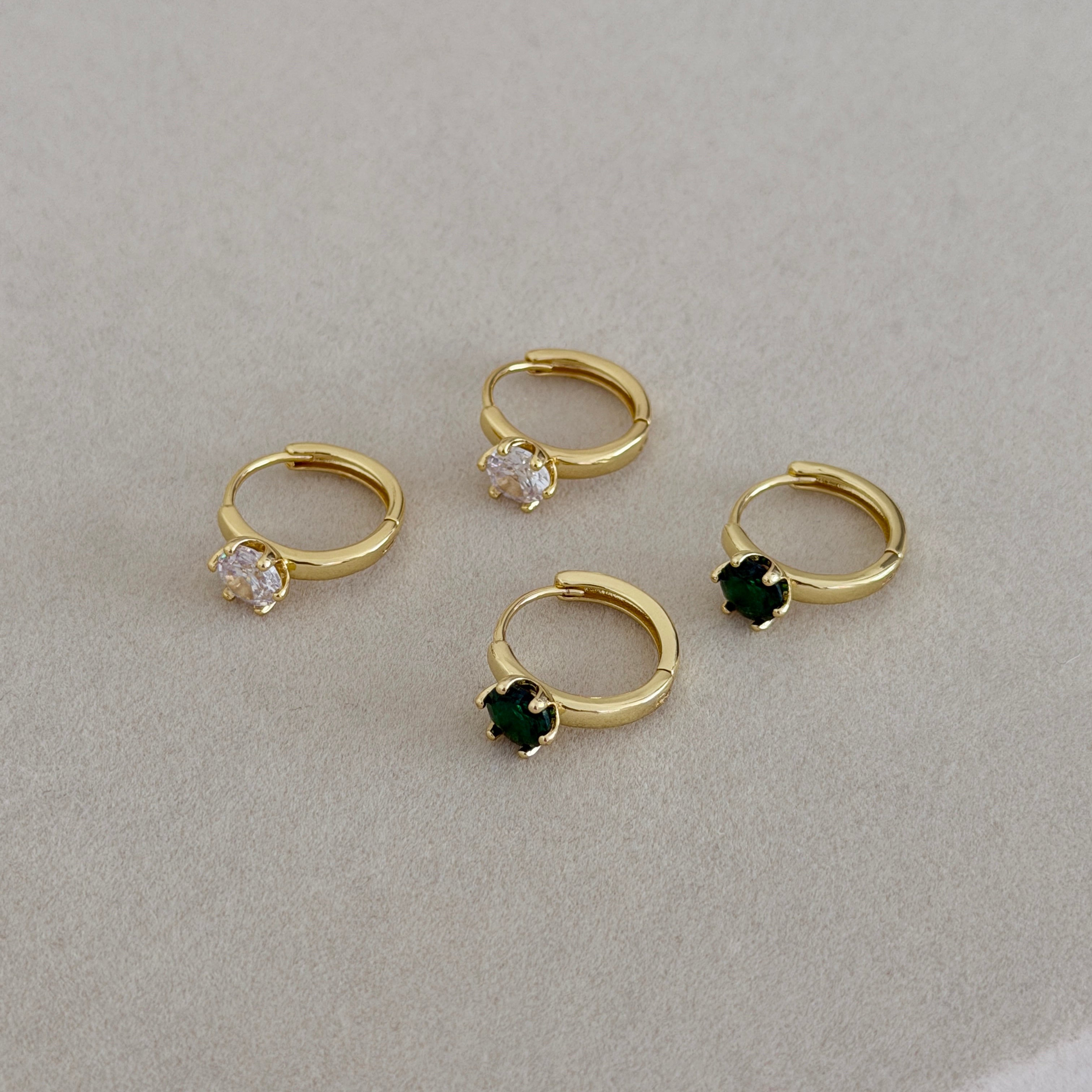 Solitaire Huggie Earrings