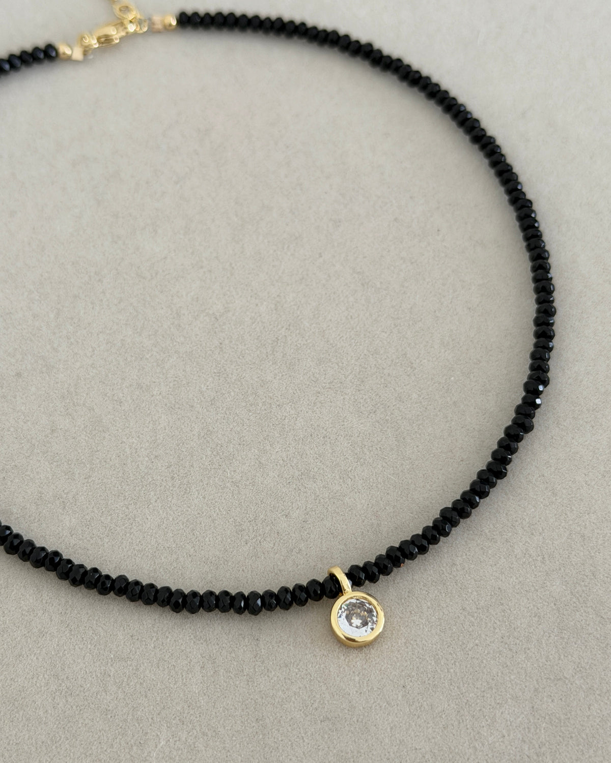 Black Crystal Solitaire Necklace
