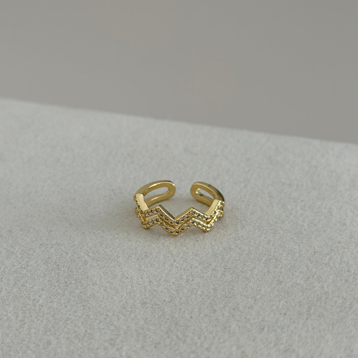 Double Chevron Crystal Ring