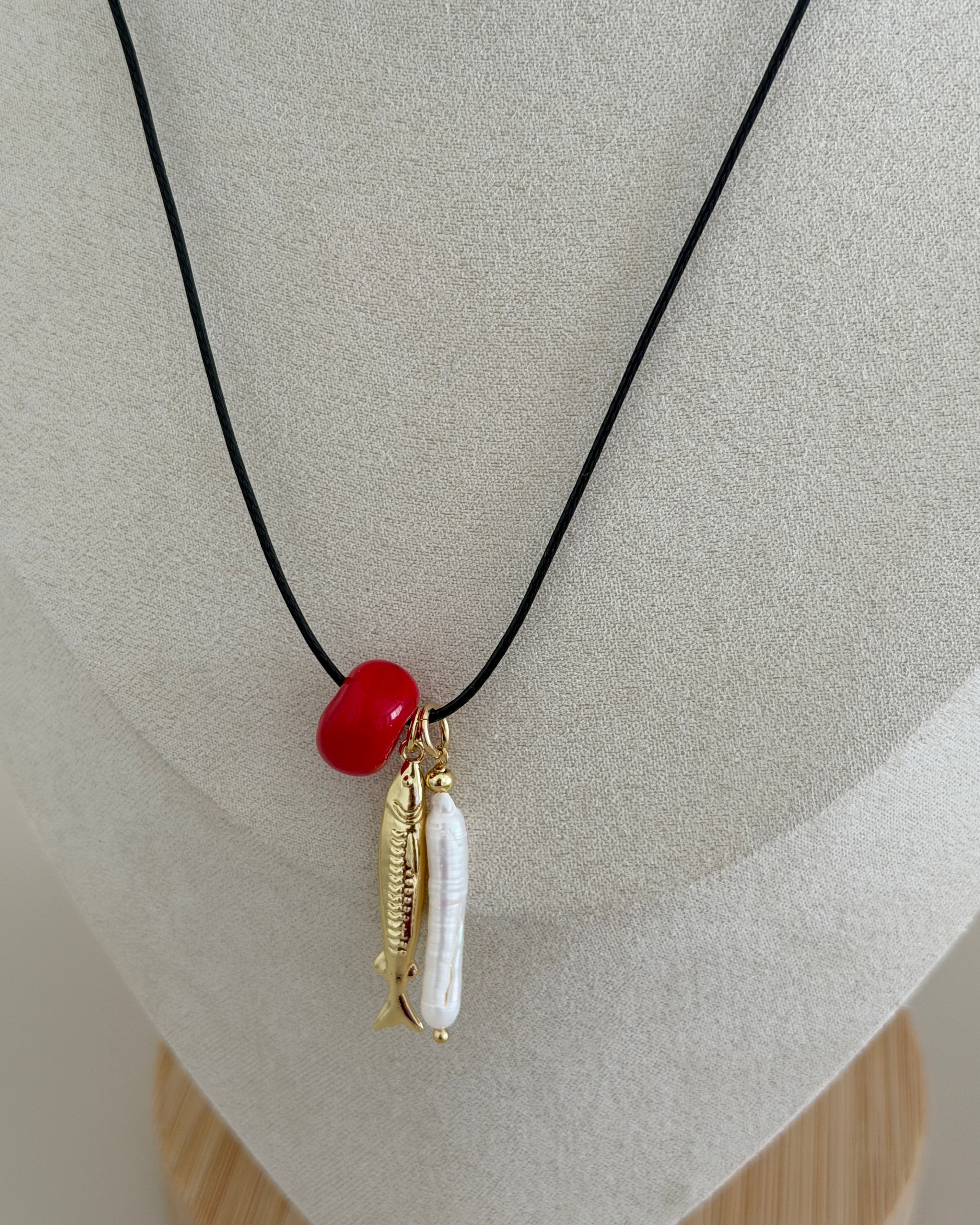 Sardine & Pearl Cord Necklace