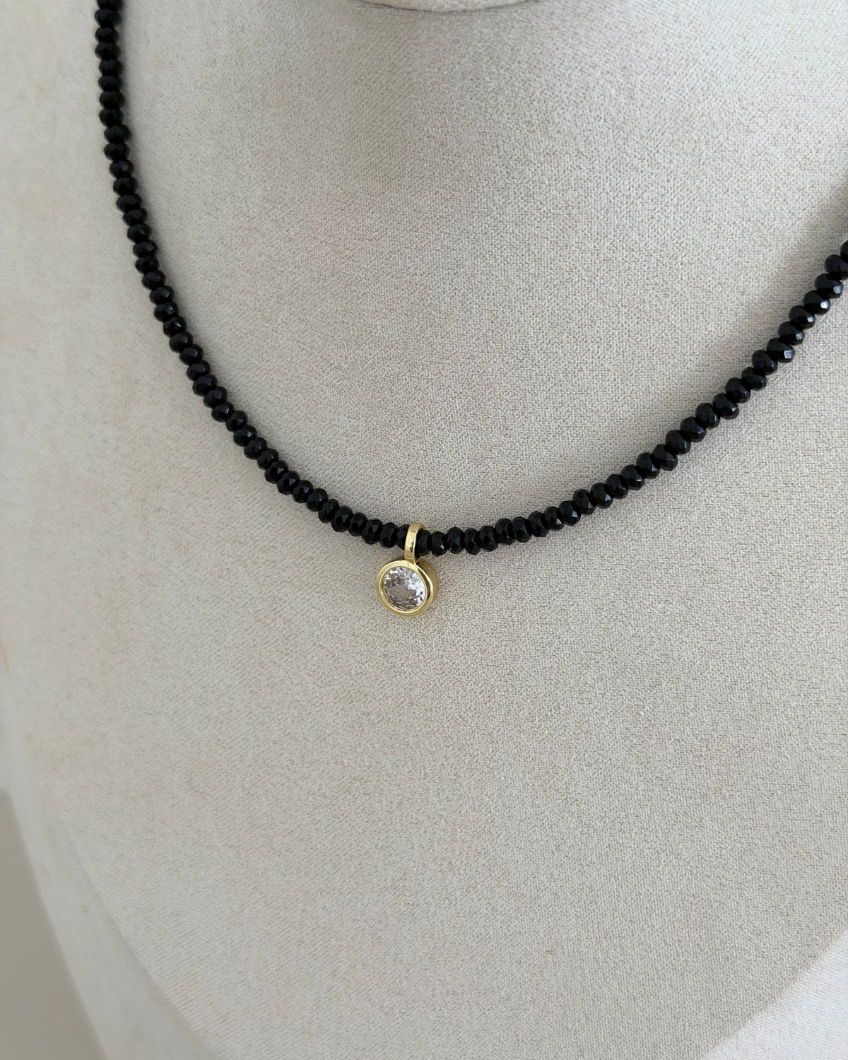 Black Crystal Solitaire Necklace