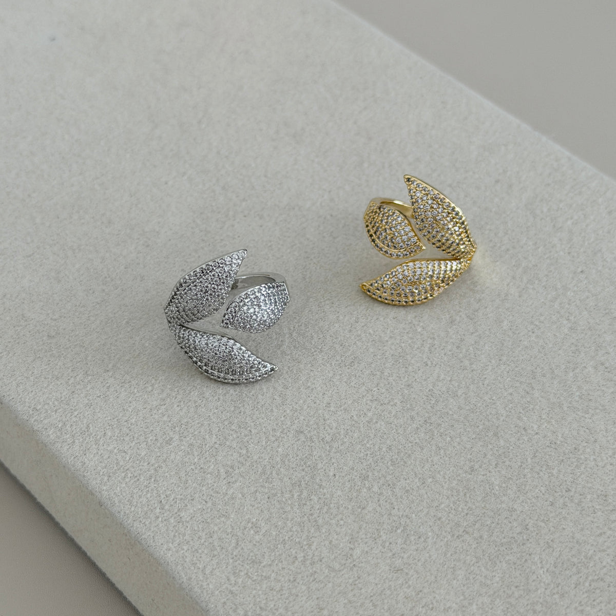 Crystal Leaf Statement Ring