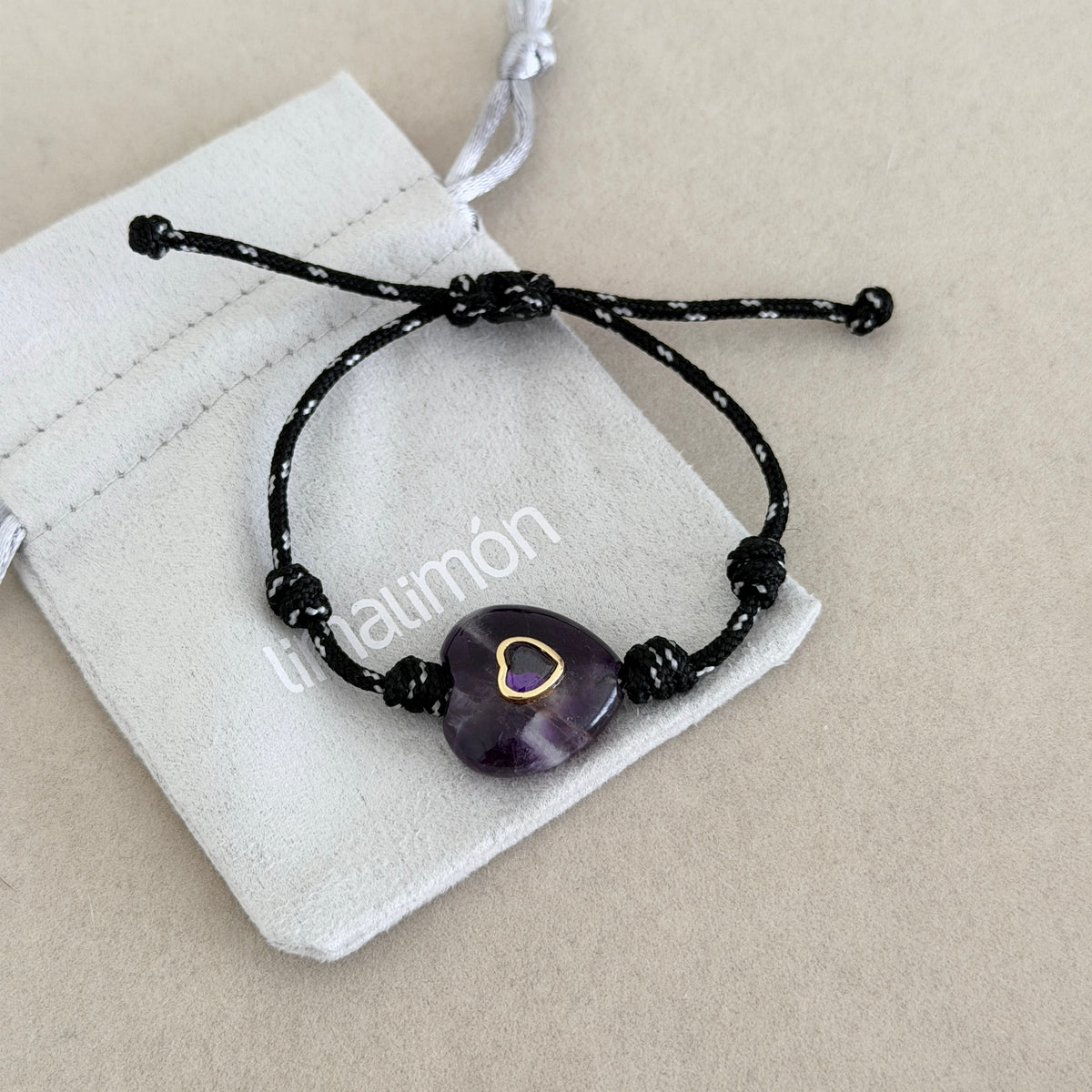 Gemstone Heart Cord Bracelet