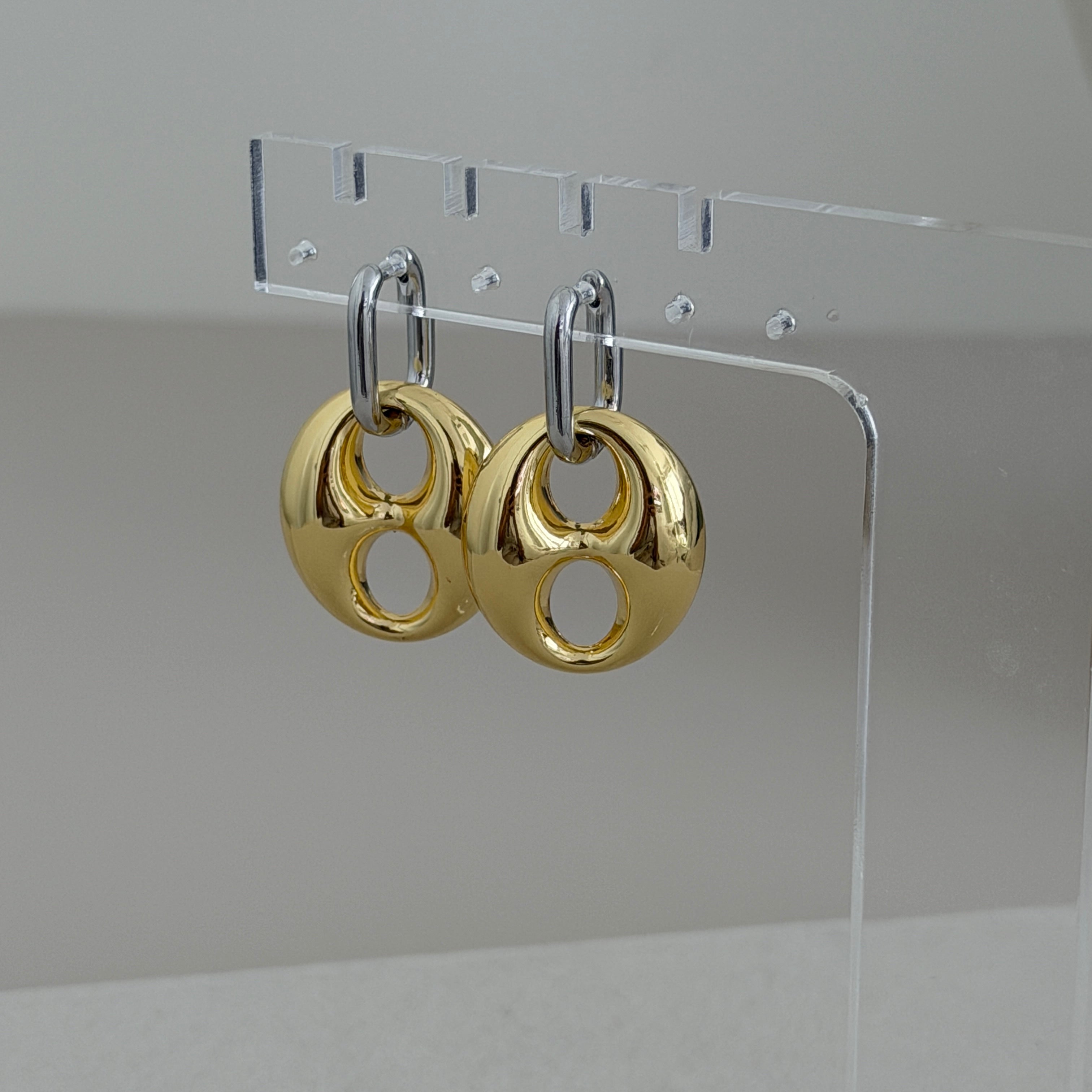 Dual Tone Link Drop Earrings
