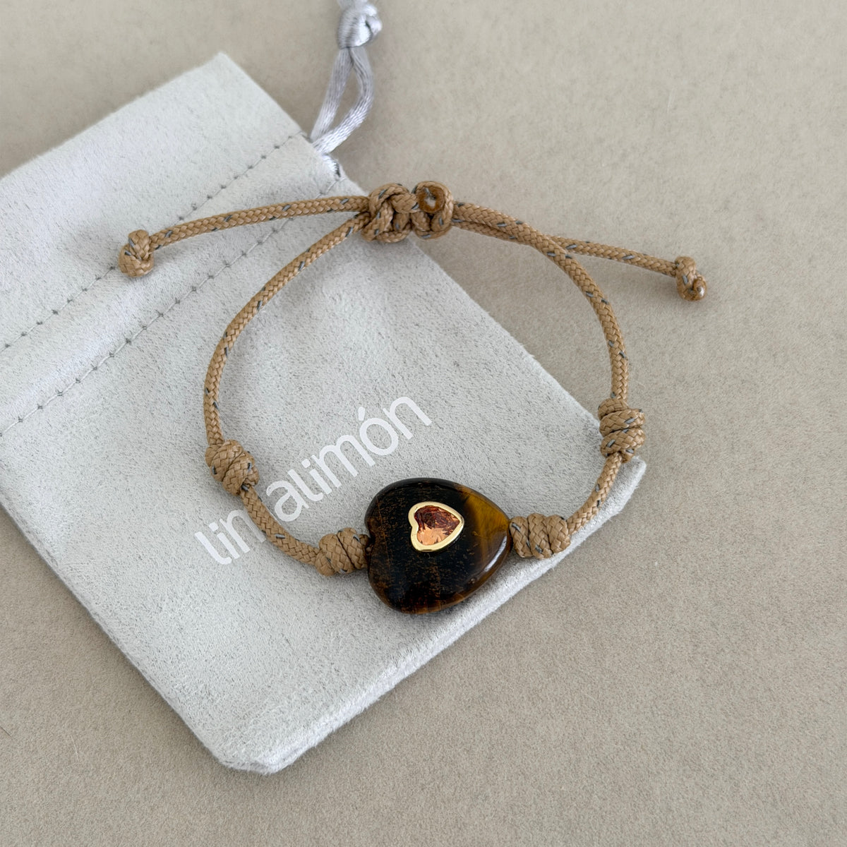 Gemstone Heart Cord Bracelet