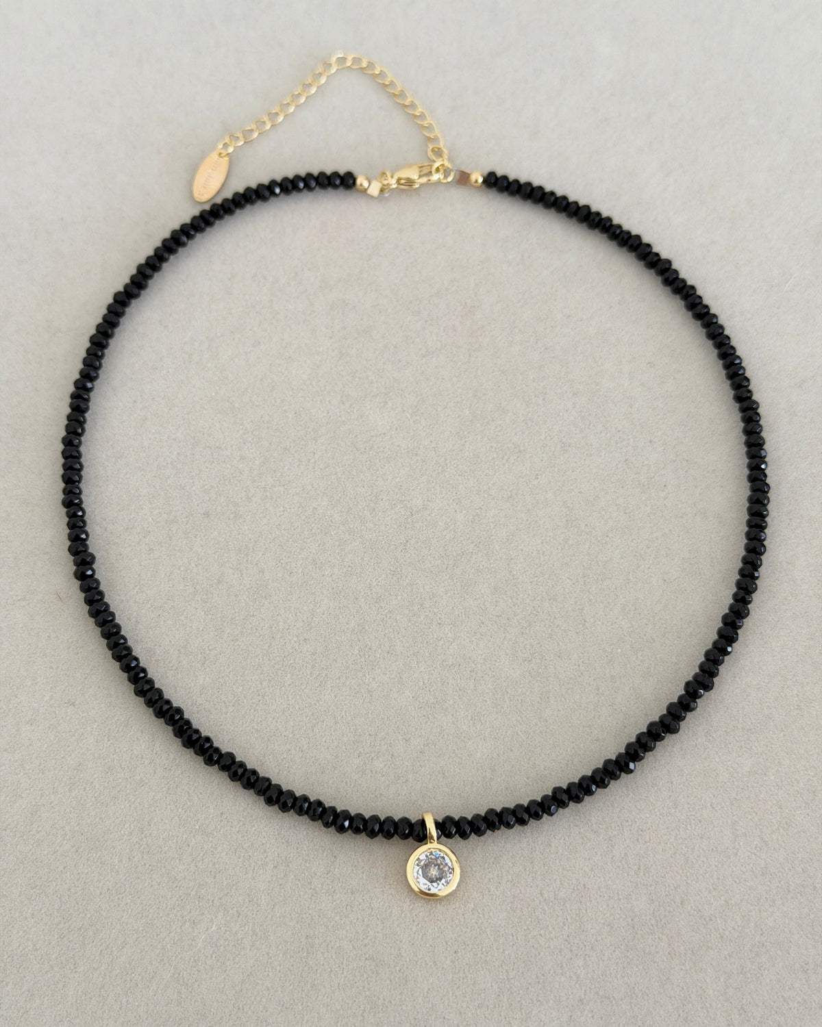Black Crystal Solitaire Necklace