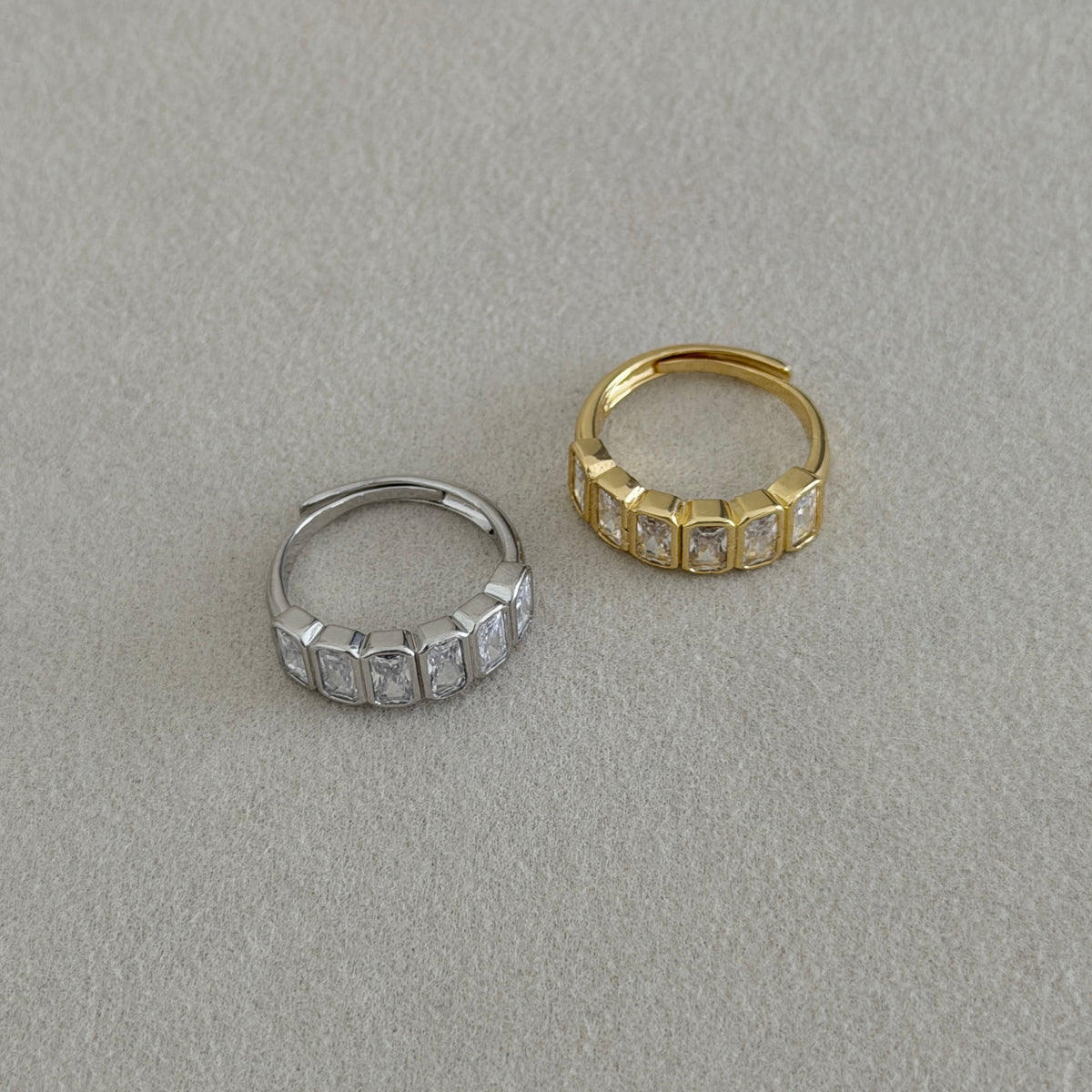 Emerald Cut Crystal Ring
