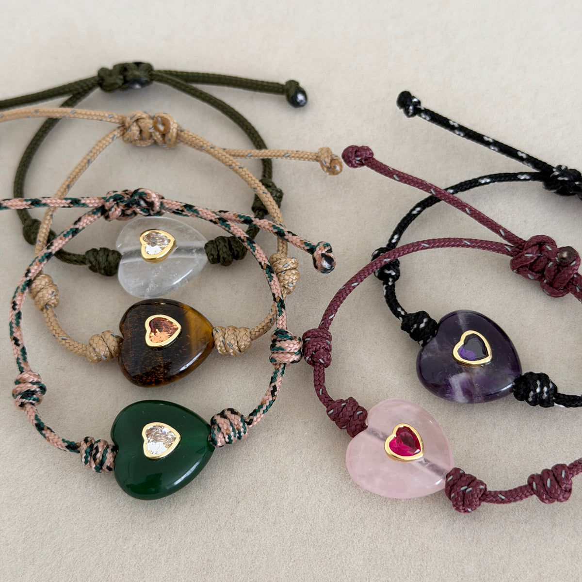 Gemstone Heart Cord Bracelet