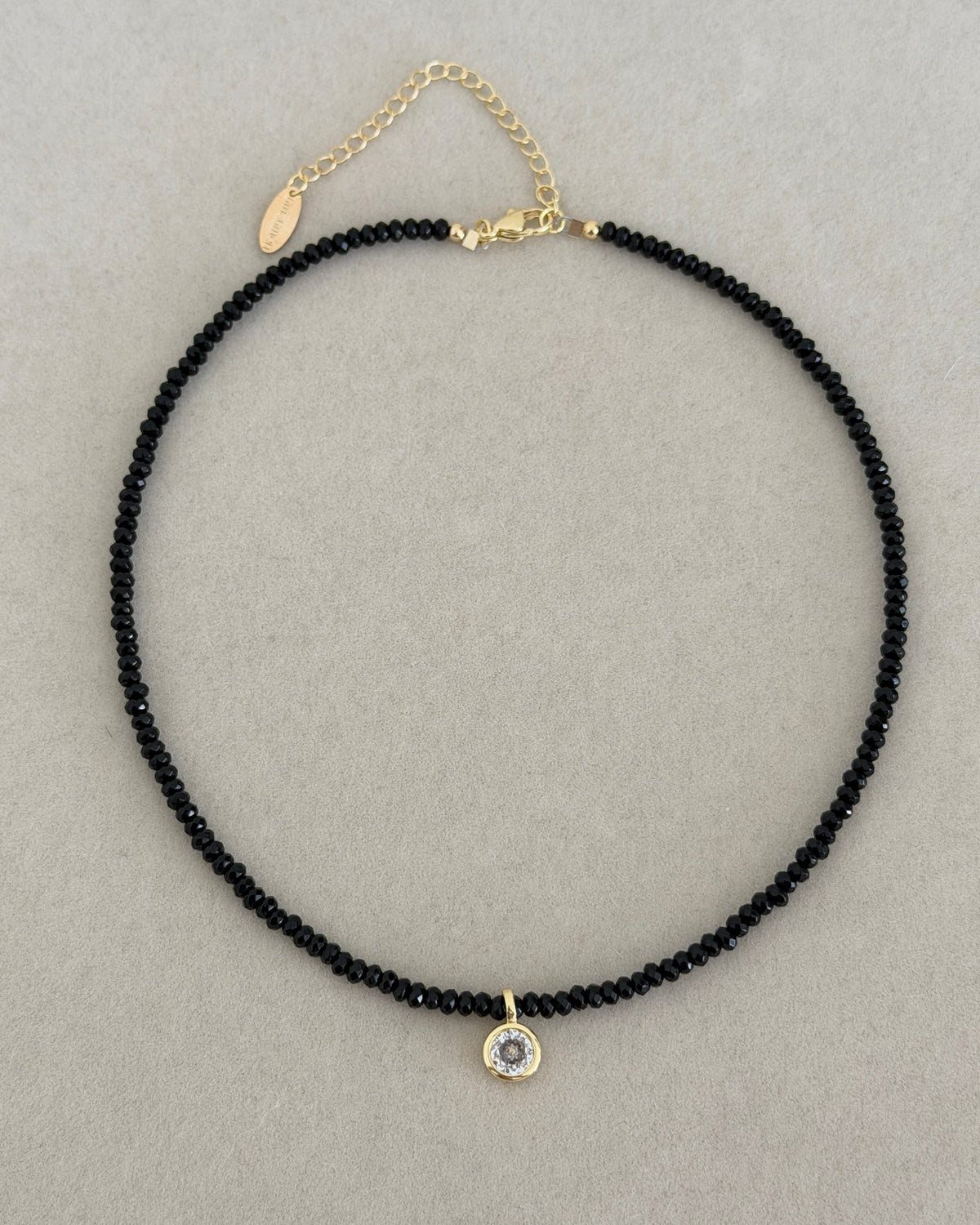 Black Crystal Solitaire Necklace