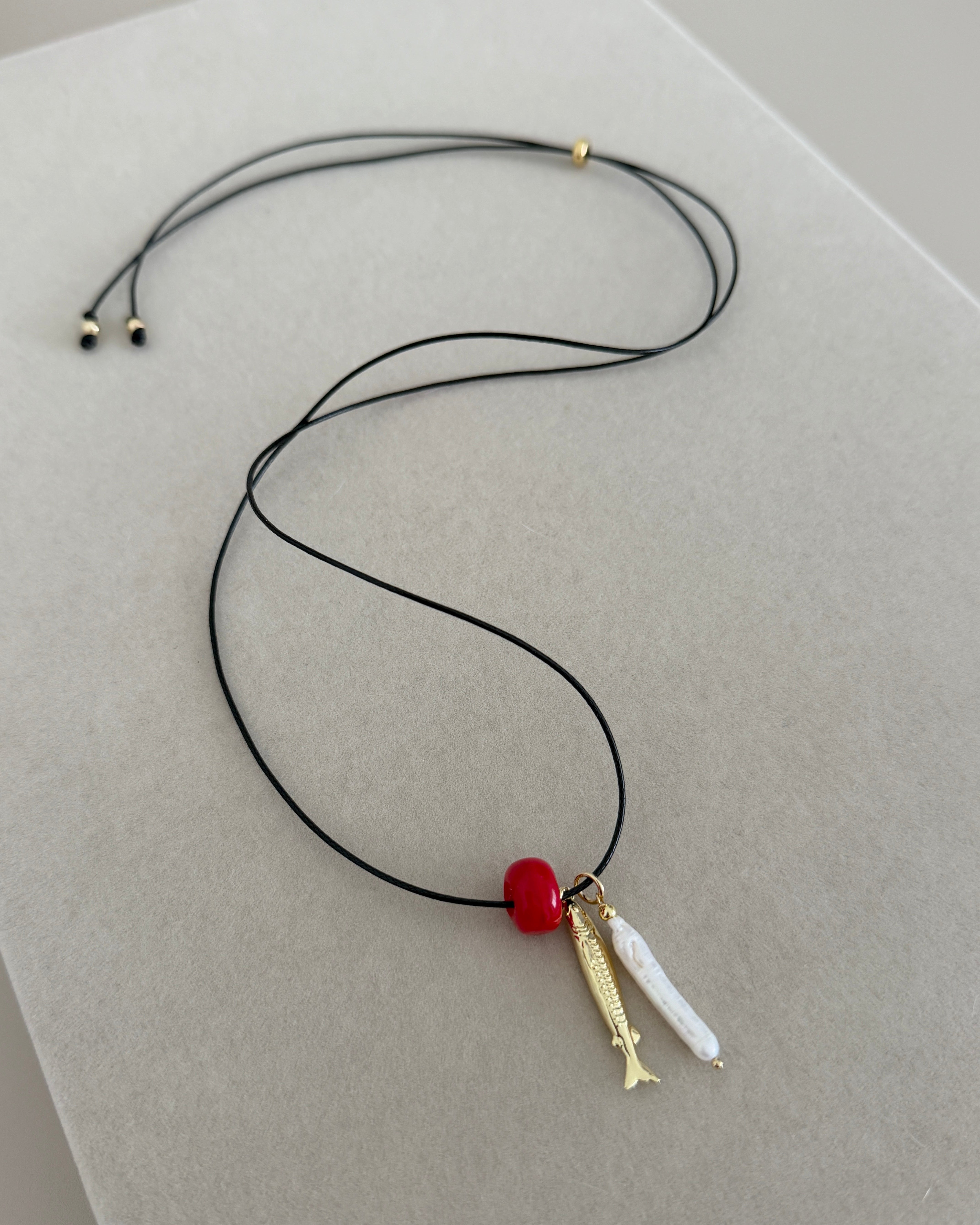 Sardine & Pearl Cord Necklace
