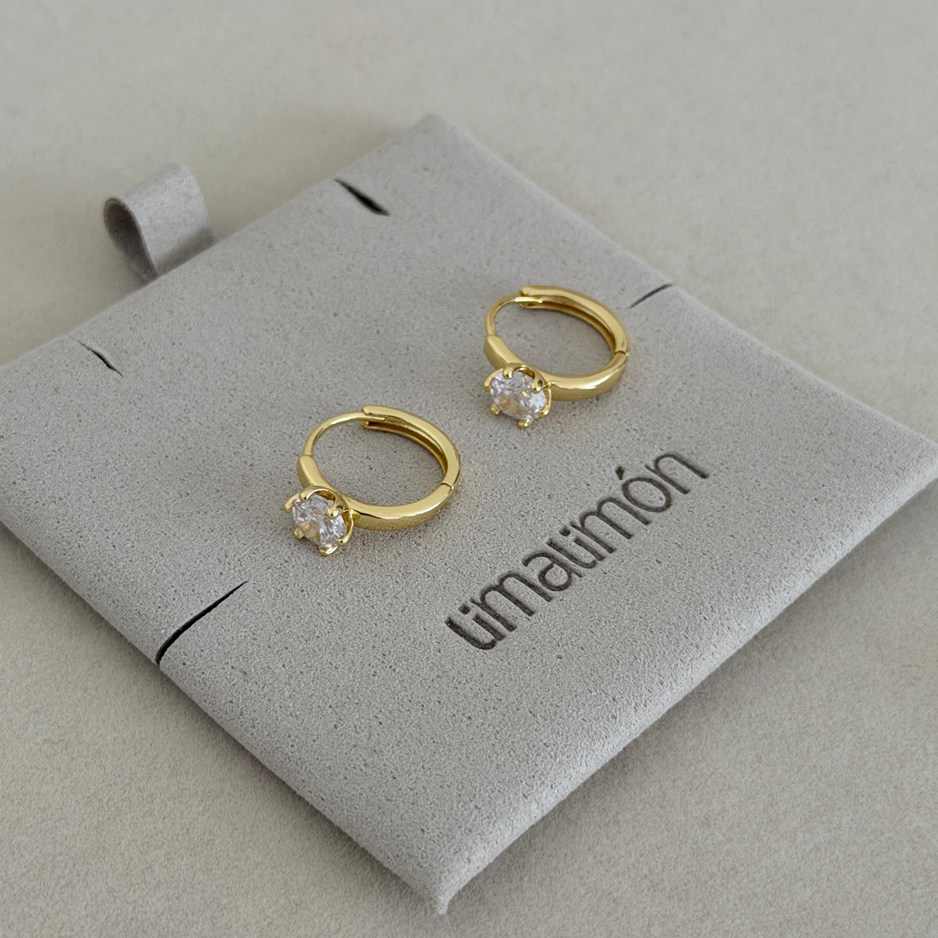 Solitaire Huggie Earrings