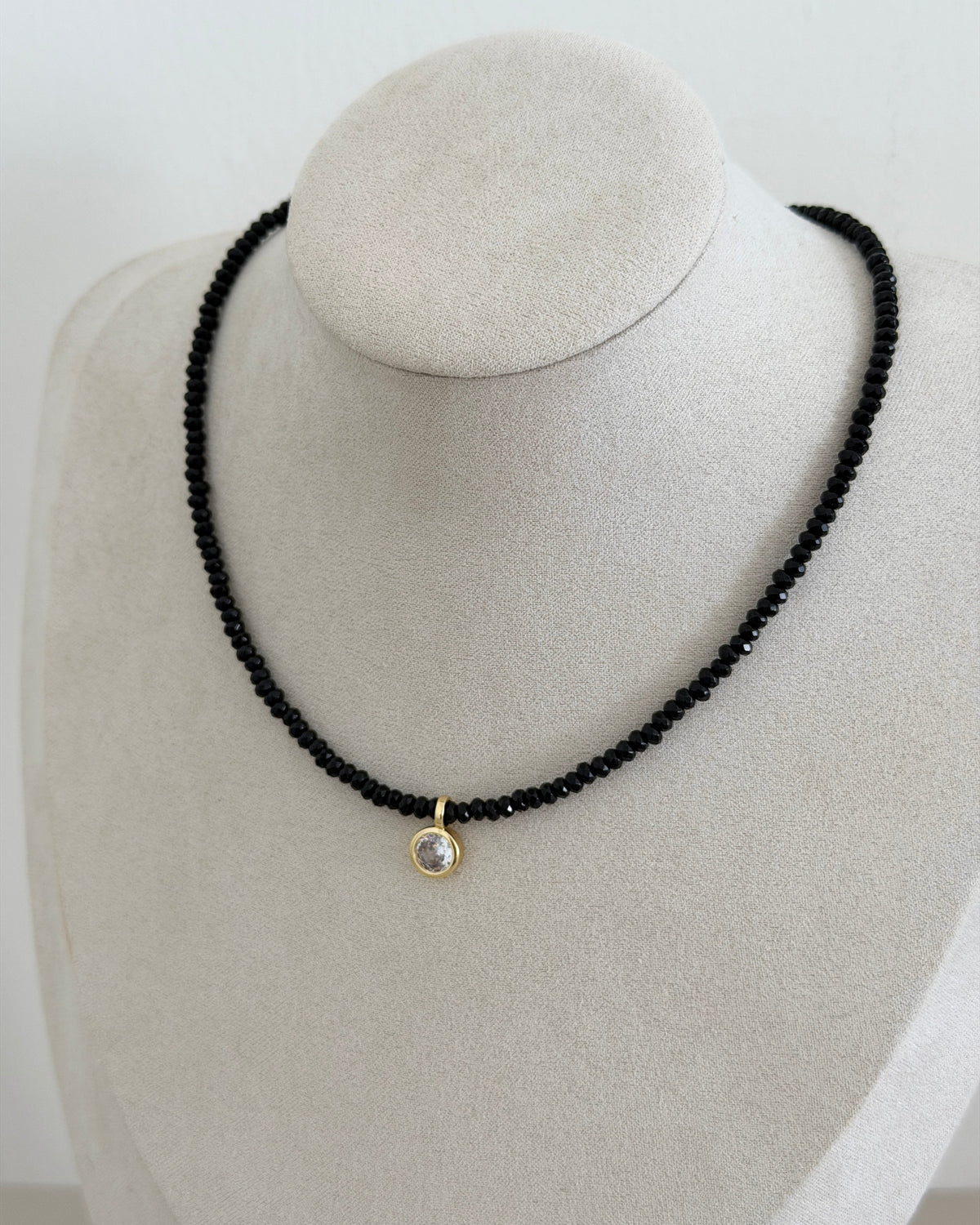 Black Crystal Solitaire Necklace