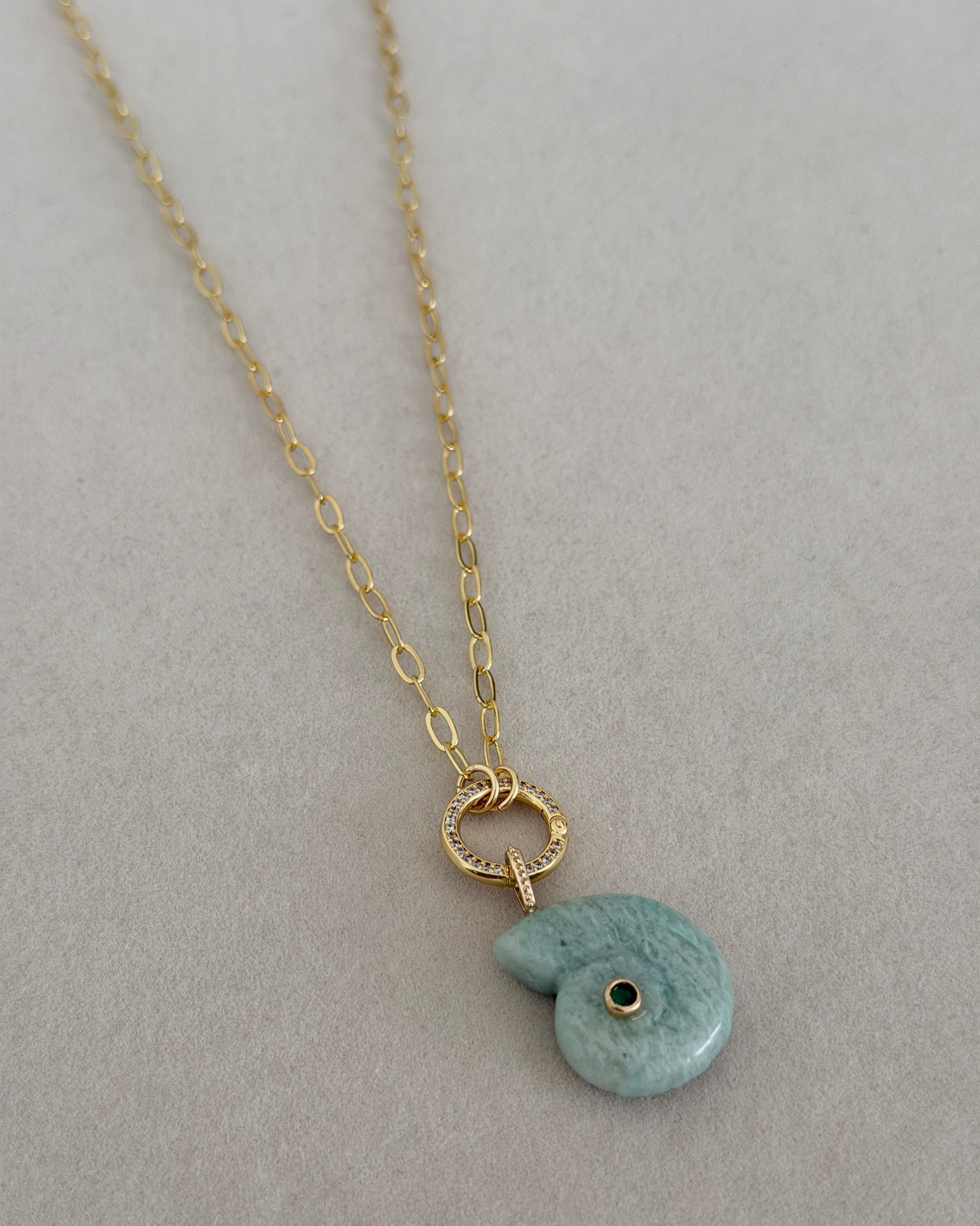 Aqua Ammonite Necklace