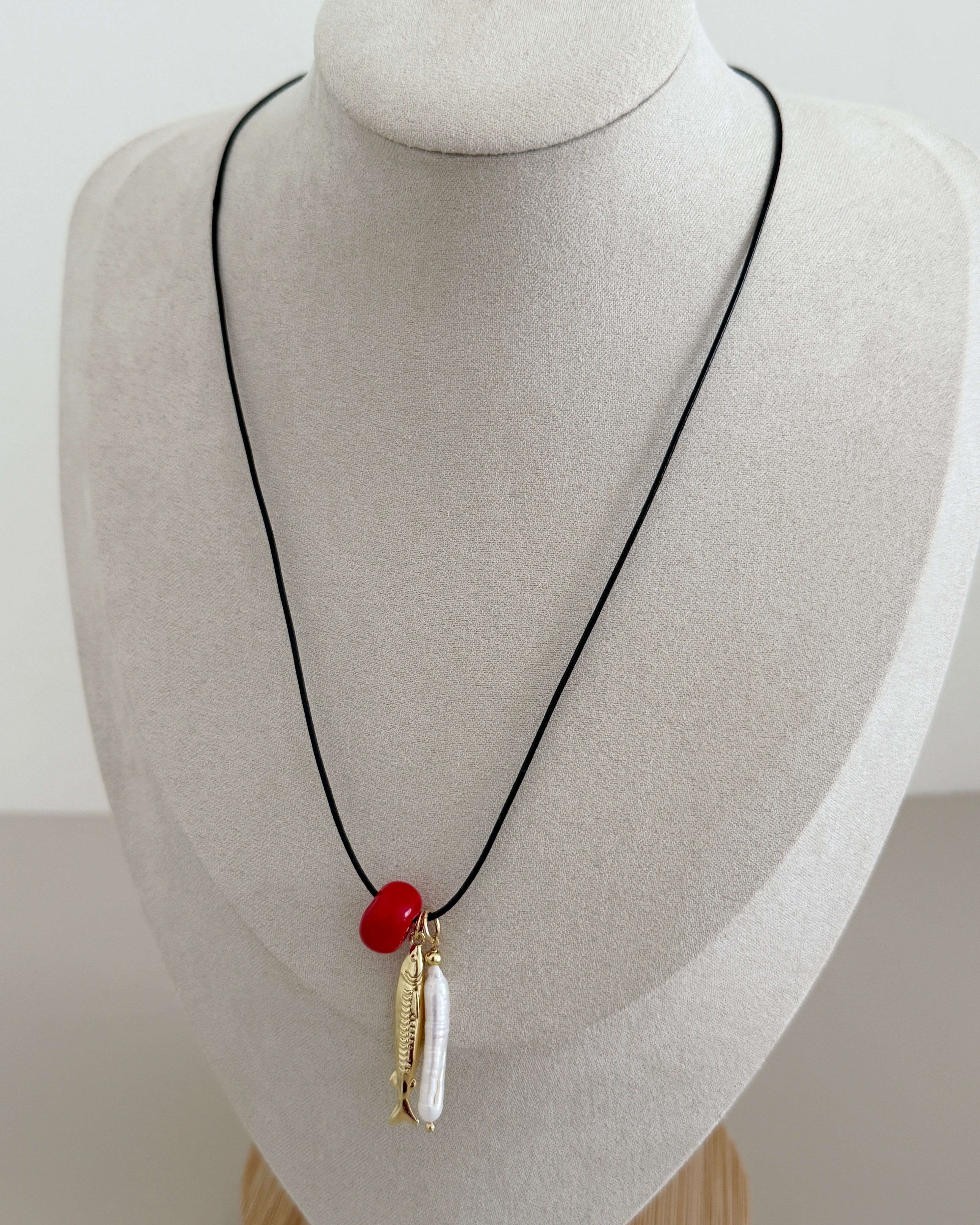 Sardine & Pearl Cord Necklace