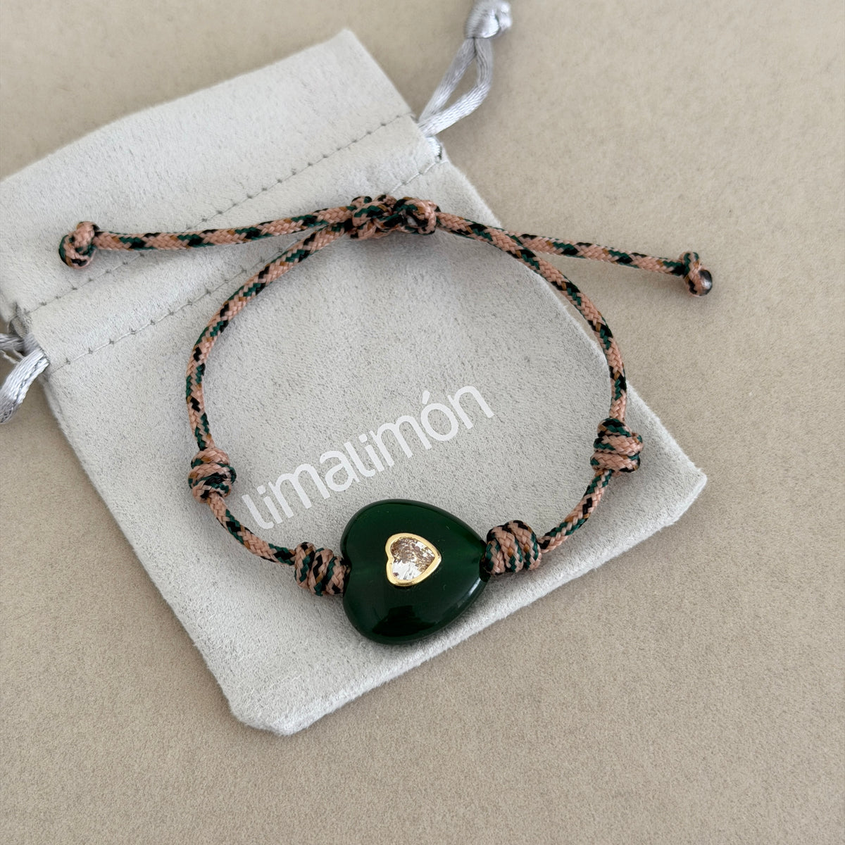 Gemstone Heart Cord Bracelet