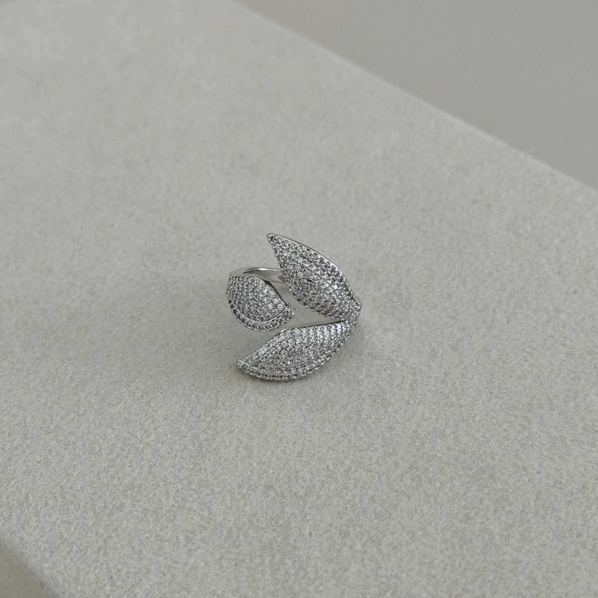 Crystal Leaf Statement Ring