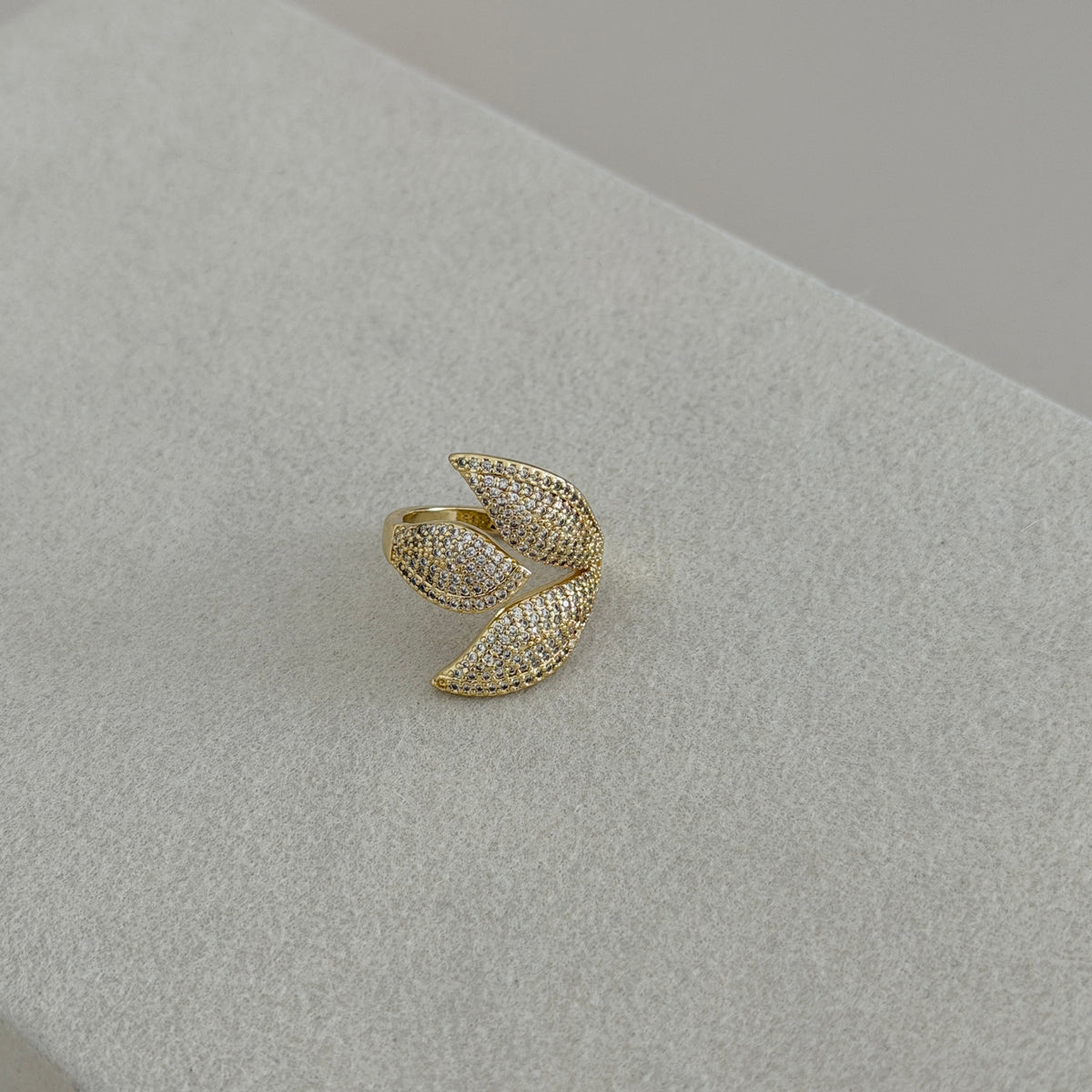 Crystal Leaf Statement Ring
