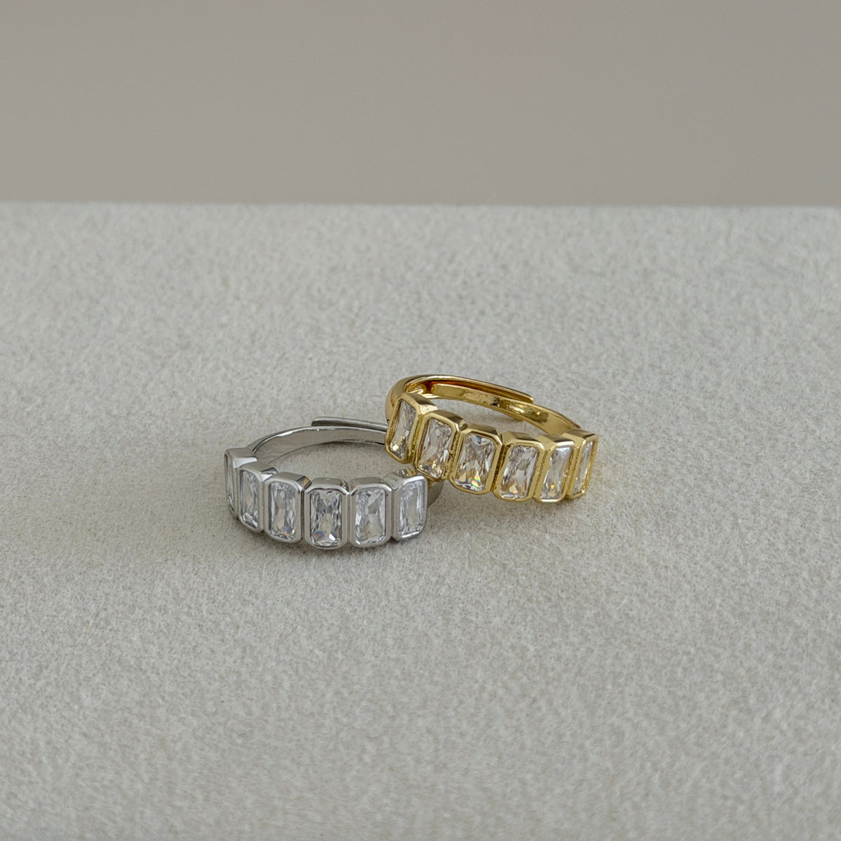 Emerald Cut Crystal Ring