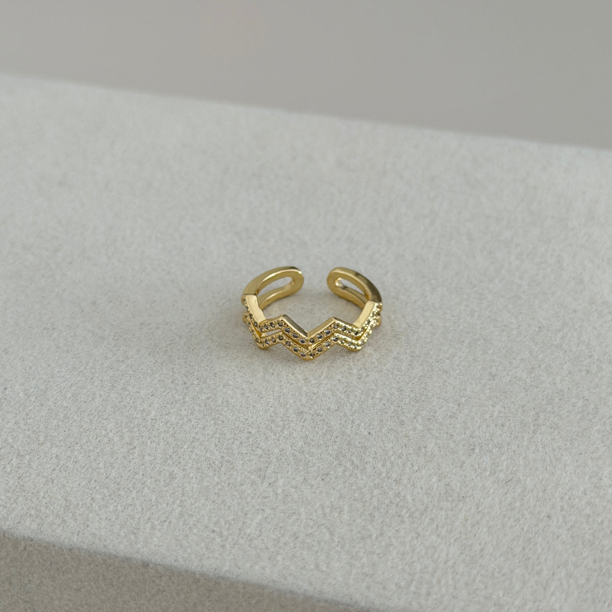 Double Chevron Crystal Ring