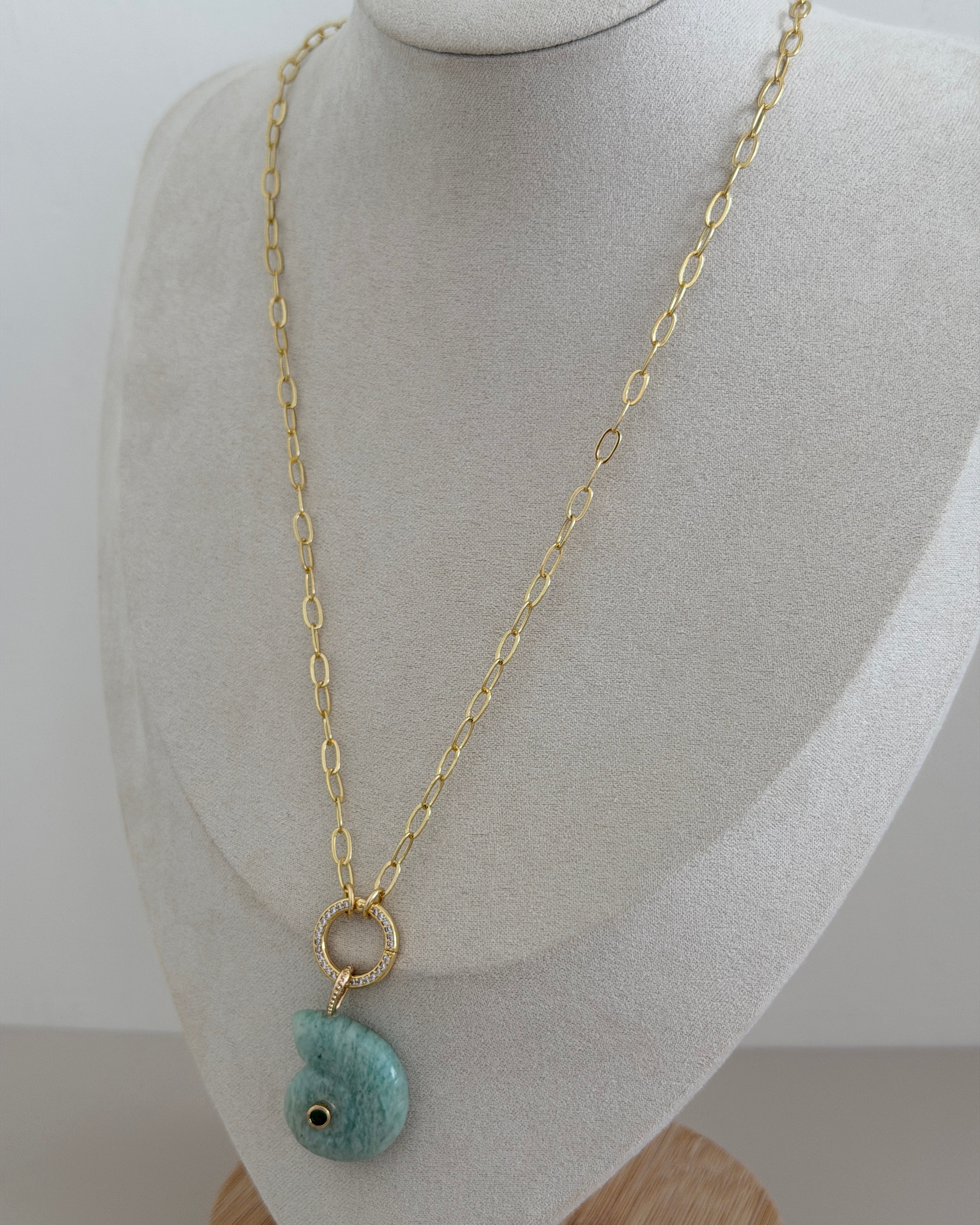 Aqua Ammonite Necklace