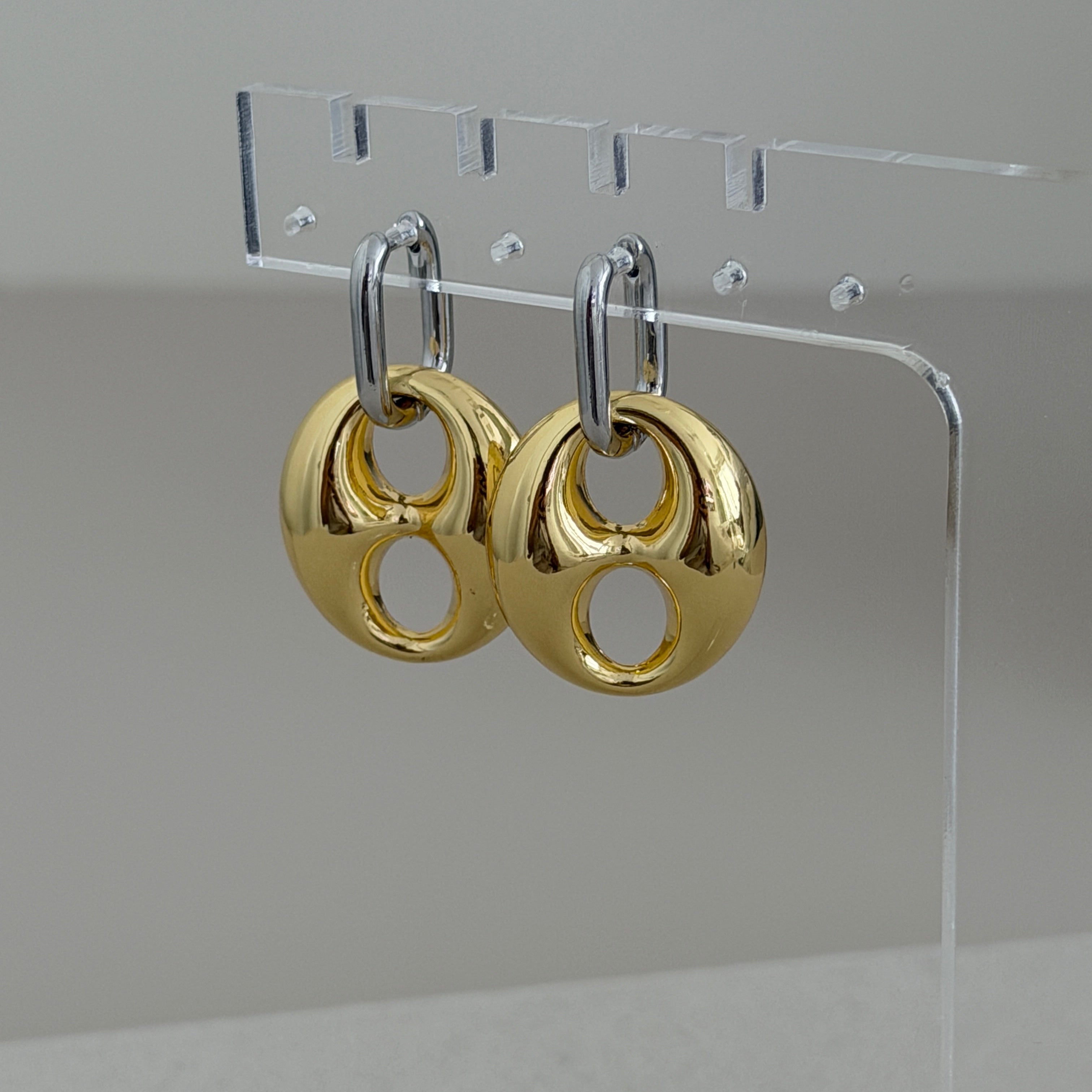 Dual Tone Link Drop Earrings