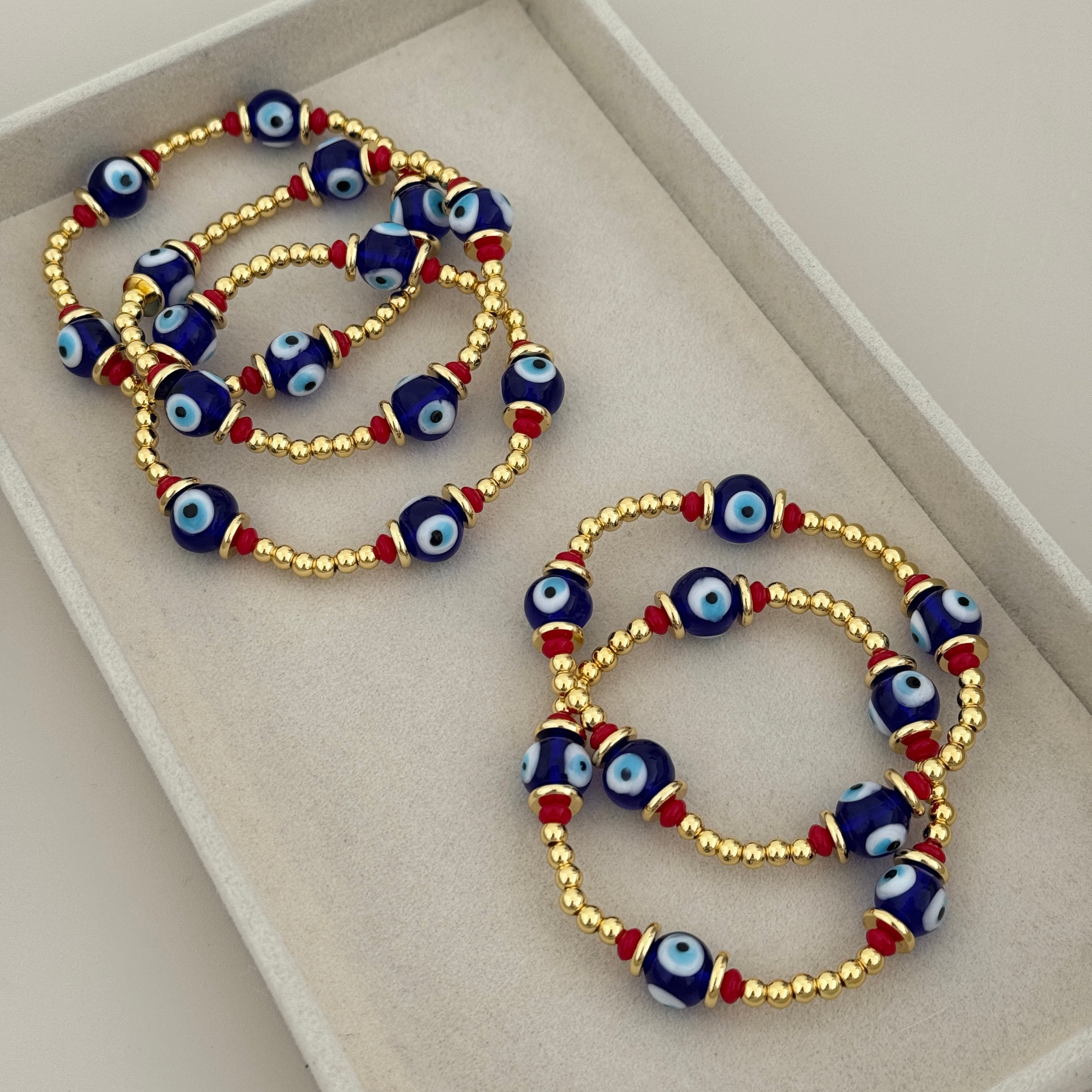 Evil Eye Beaded Stretch Bracelet