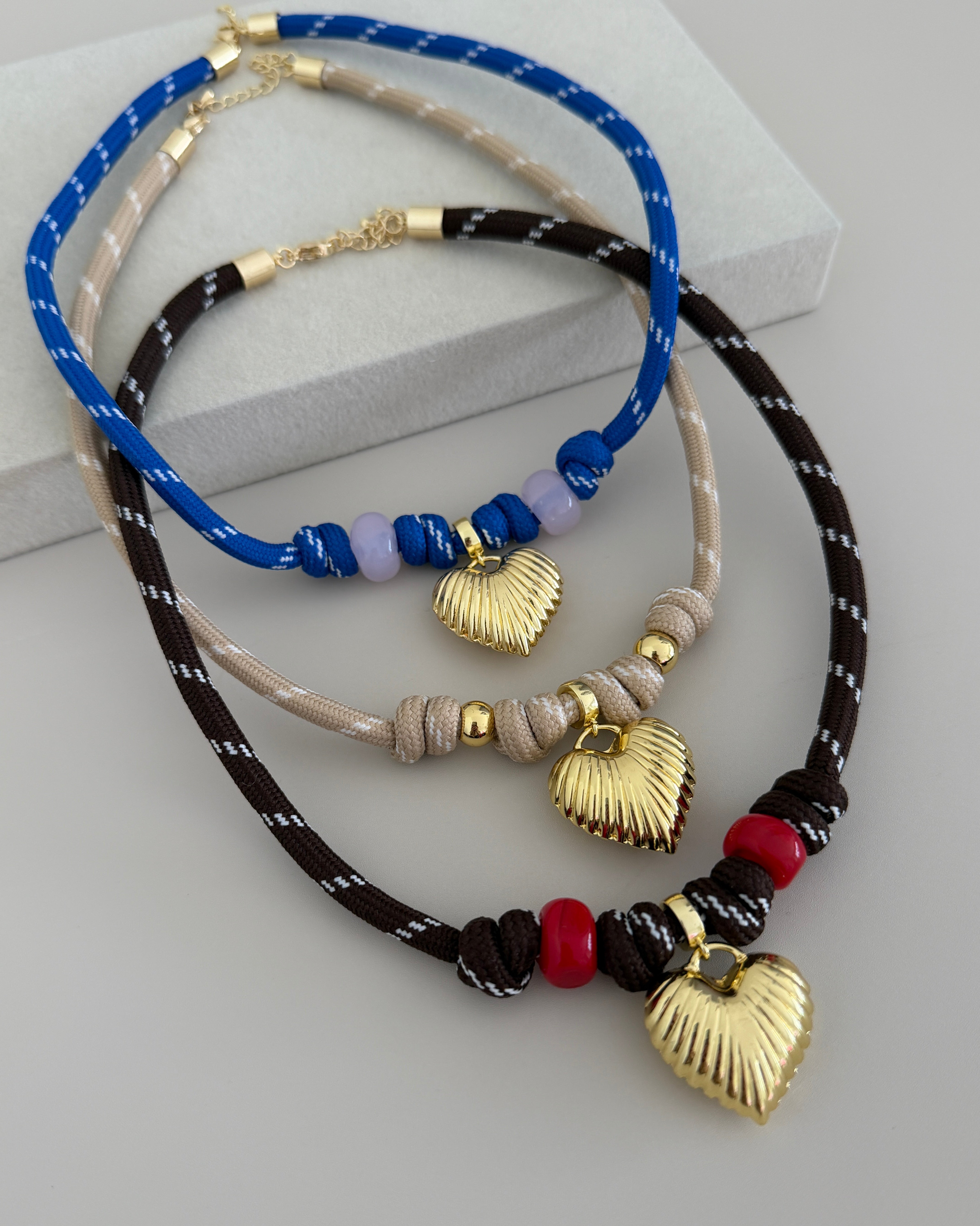 Gold Heart Charm Cord Necklace