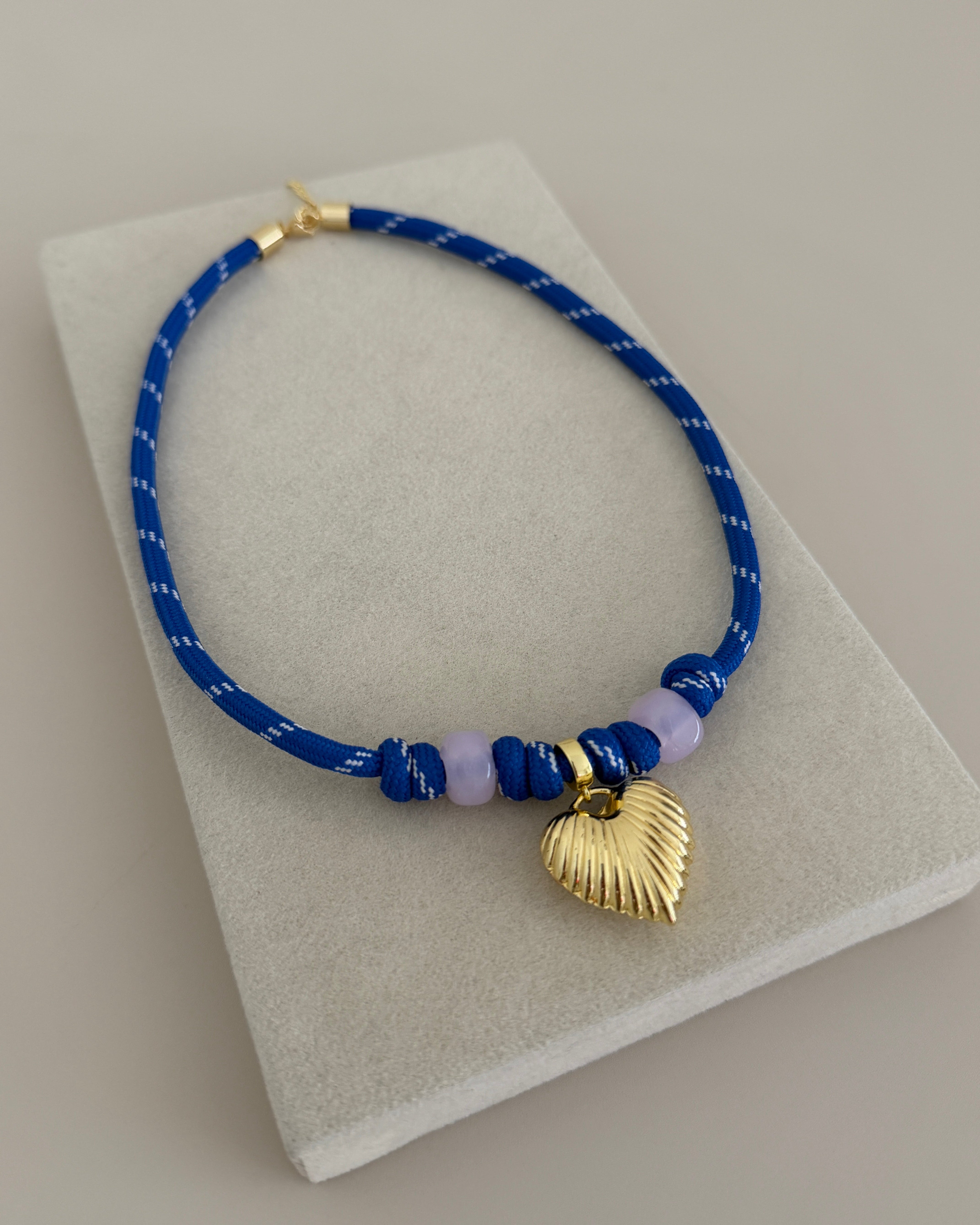 Gold Heart Charm Cord Necklace