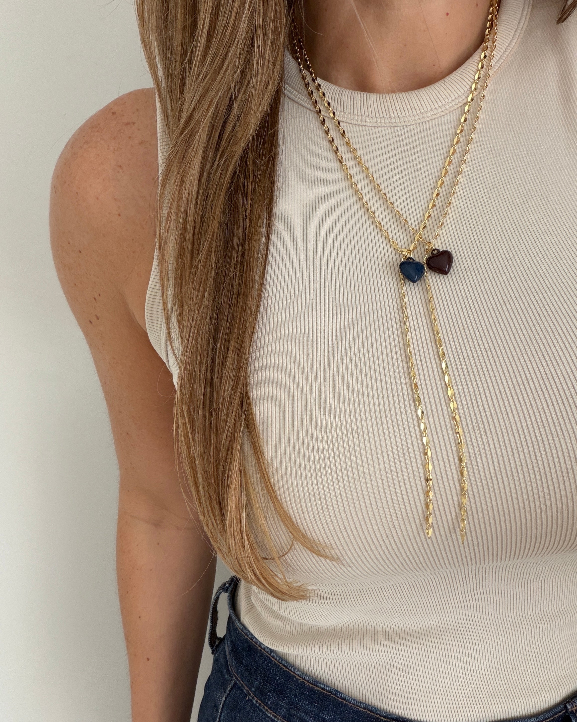 Dual Heart Drop Necklace