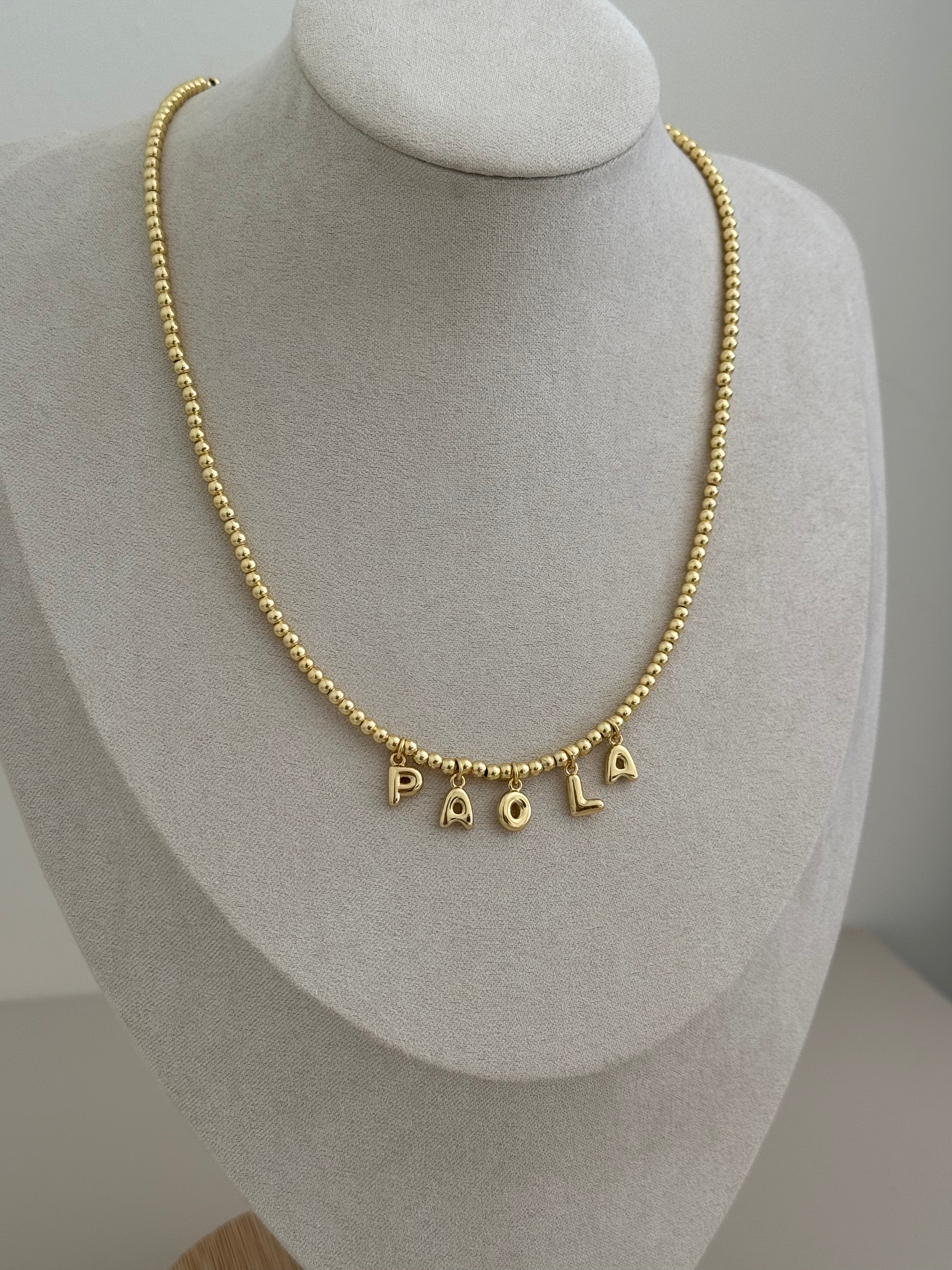 Personalized Bead Gold Necklace