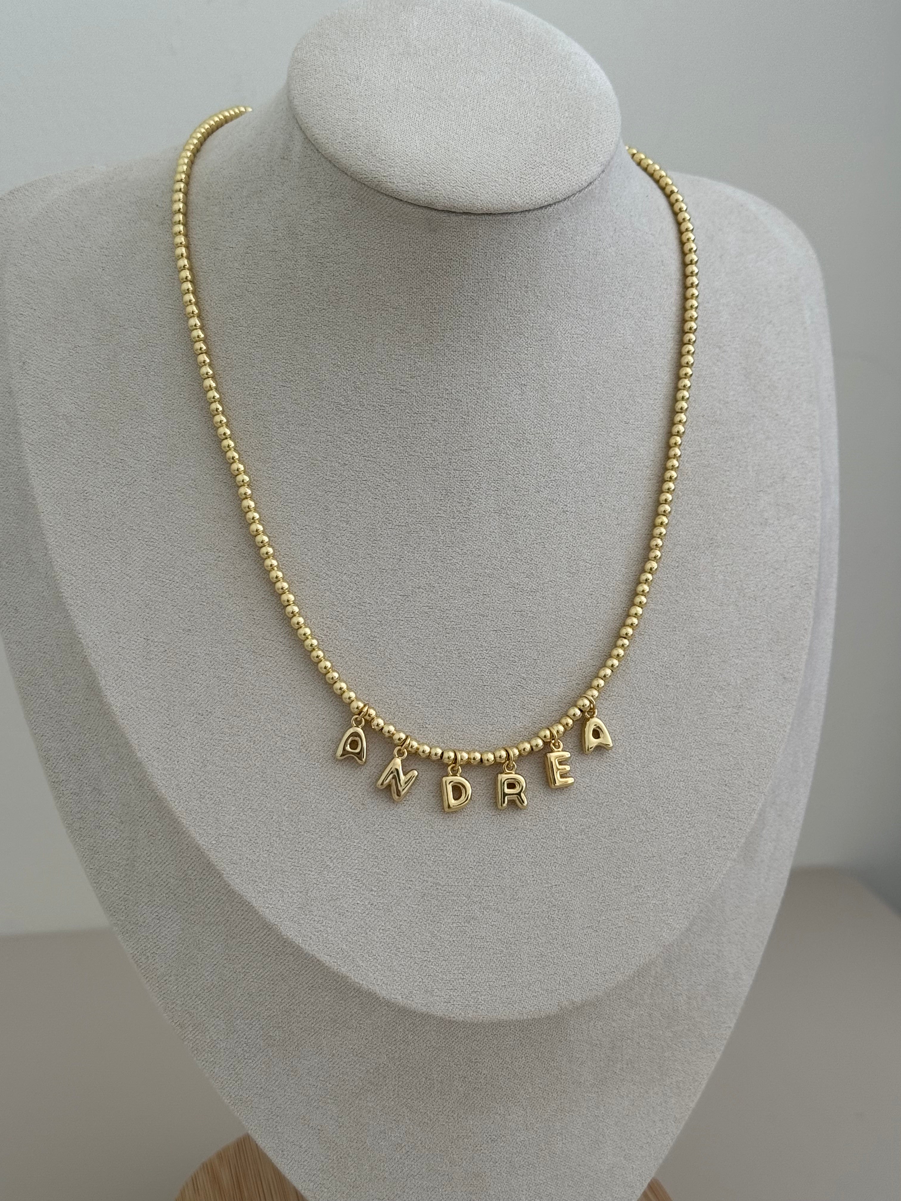 Personalized Bead Gold Necklace