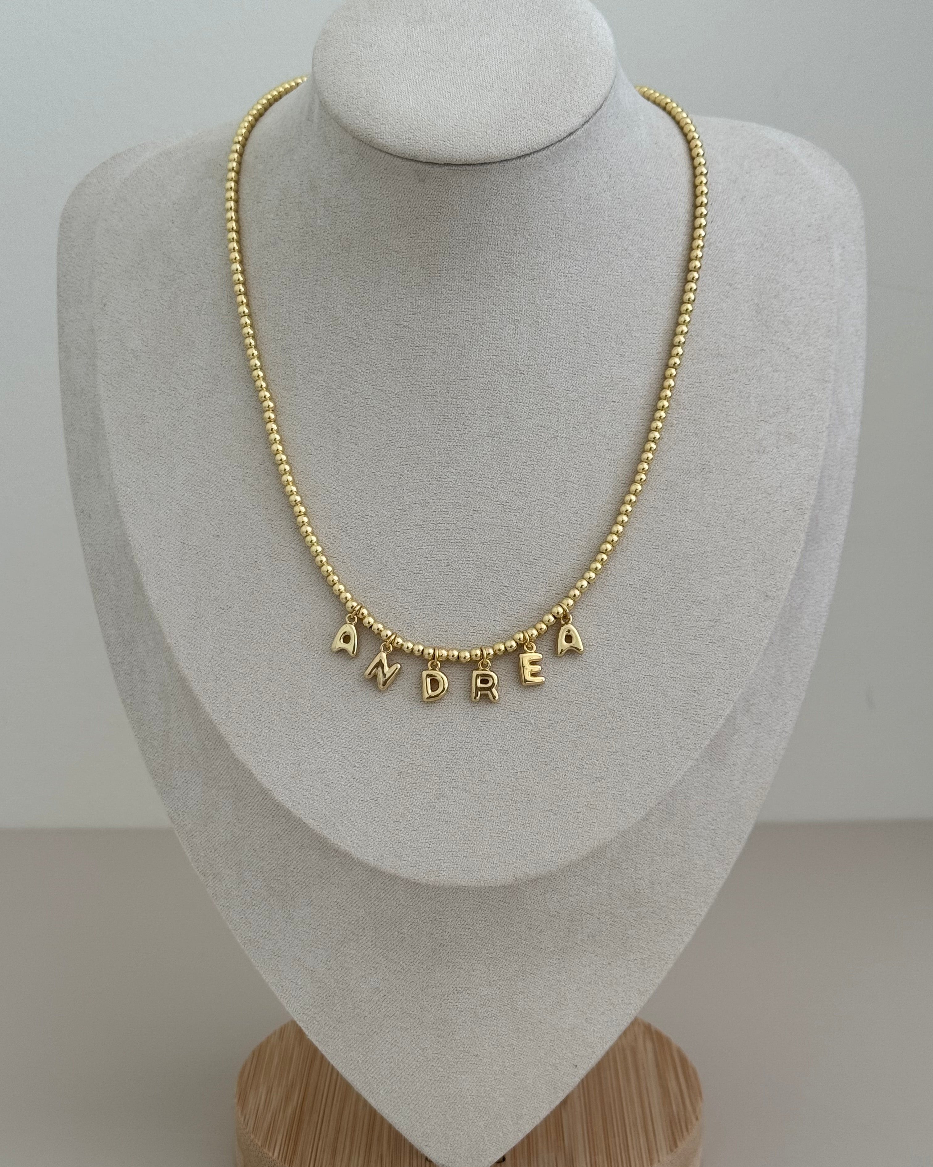 Personalized Bead Gold Necklace