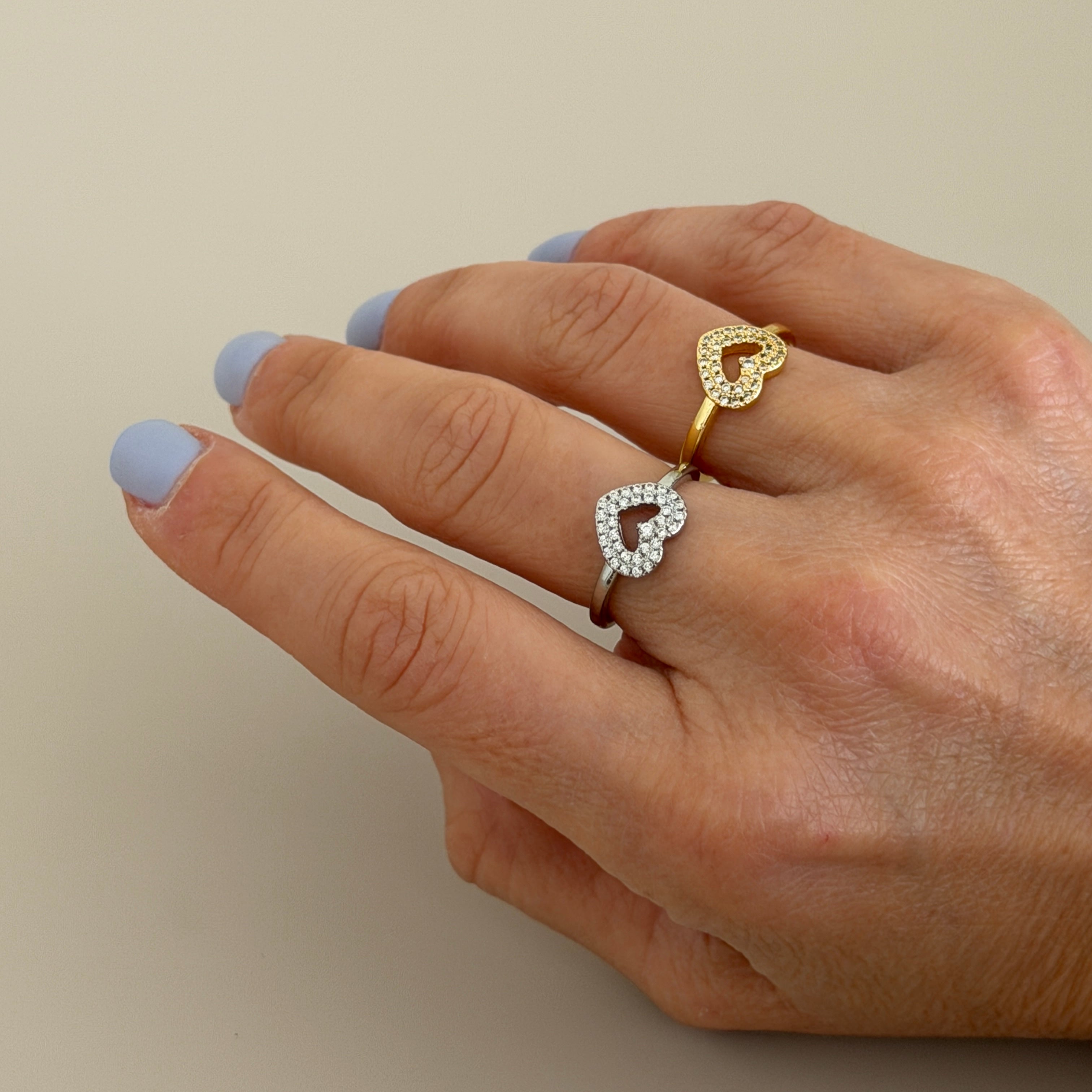 Elena Pavé Heart Adjustable Ring