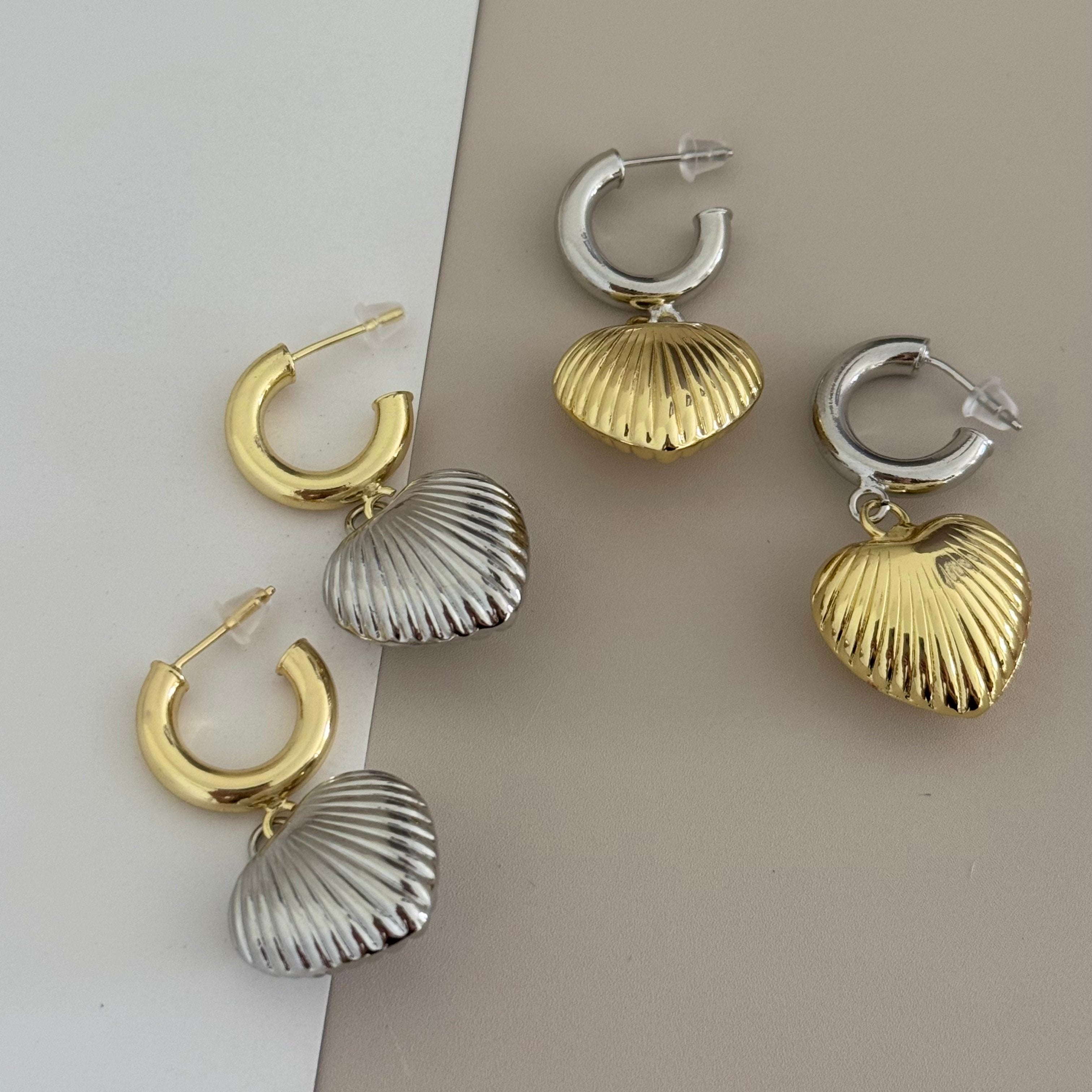 Heart Silver and Gold Earring