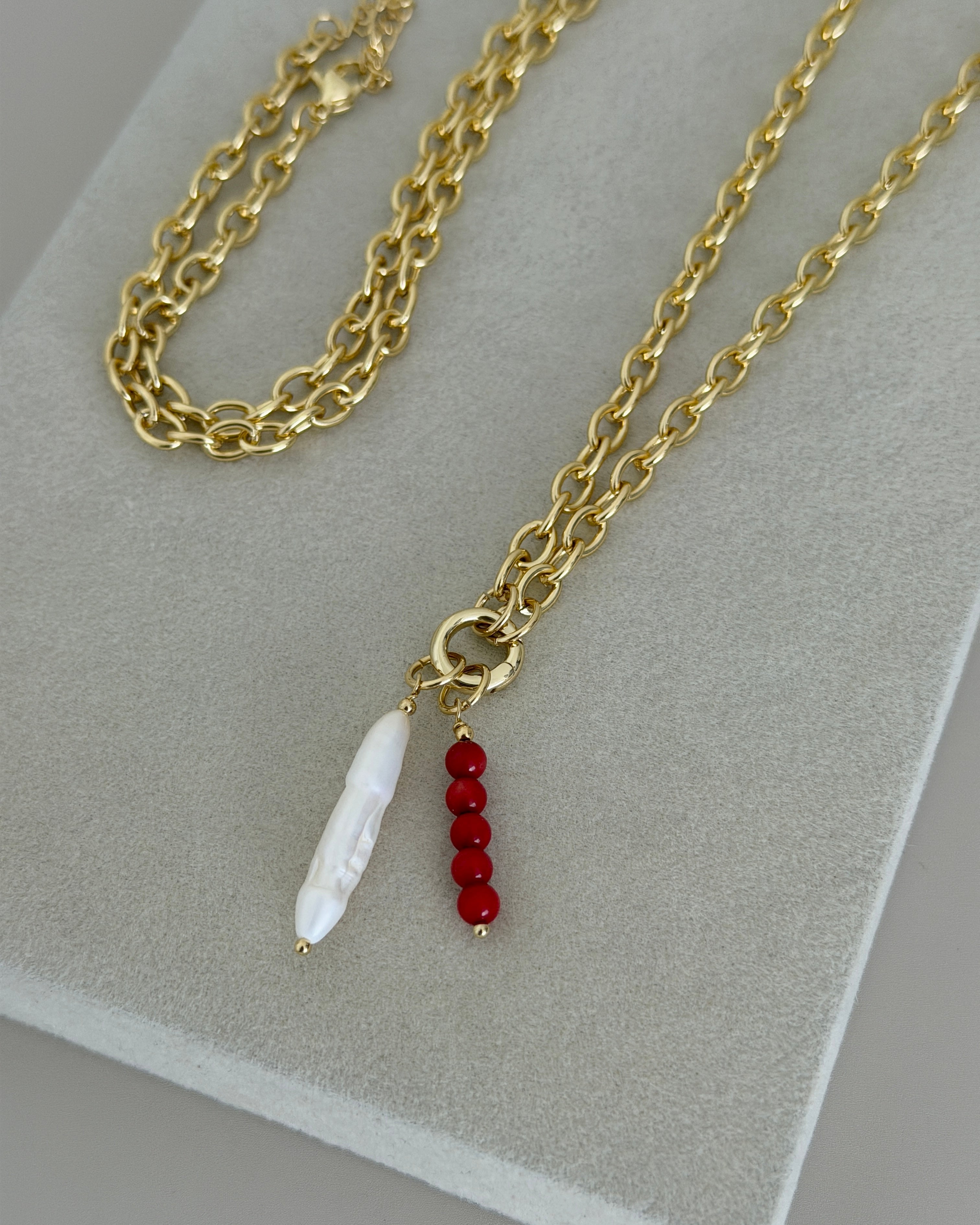 Coral Drop Pendant Necklace