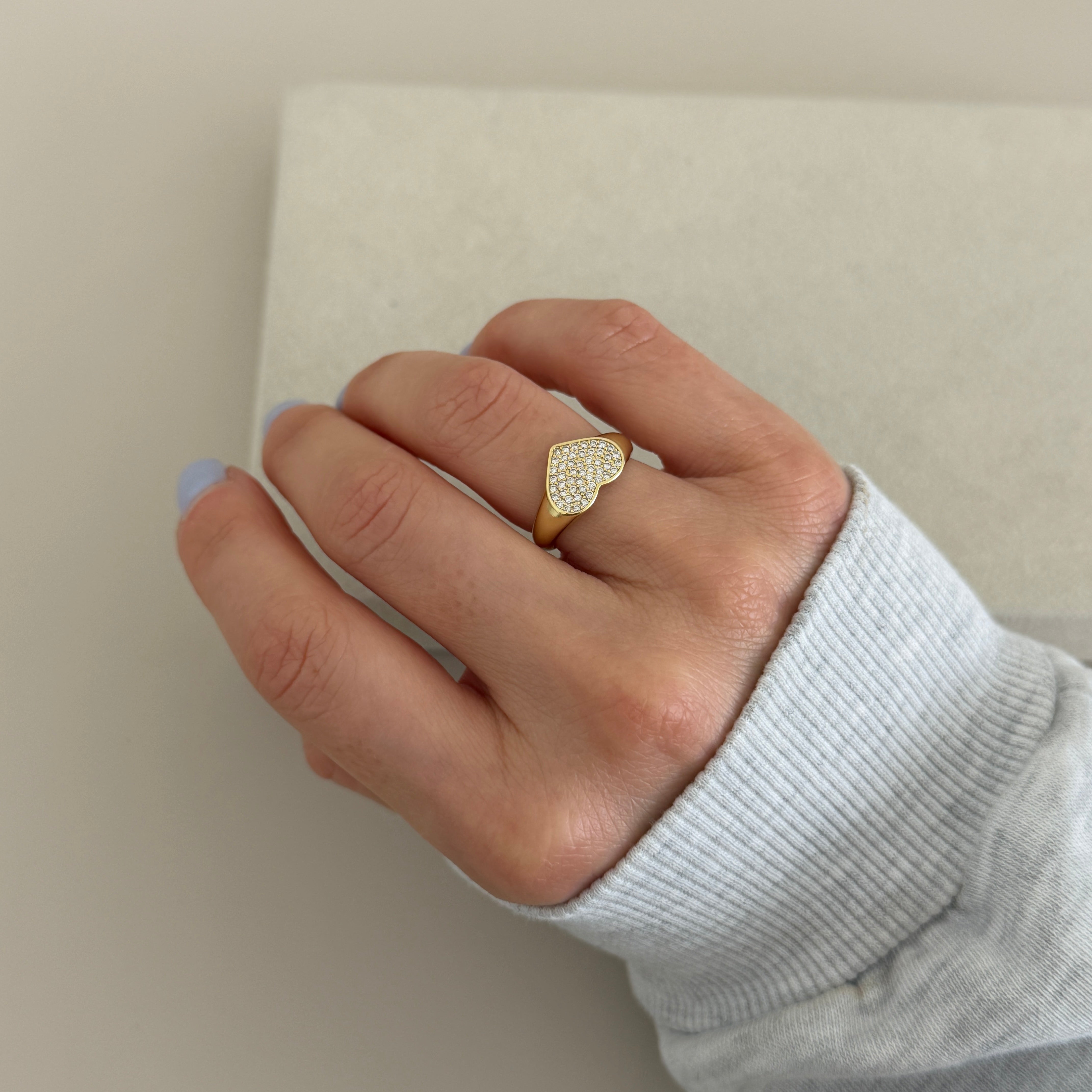 Pavé Heart Open Ring