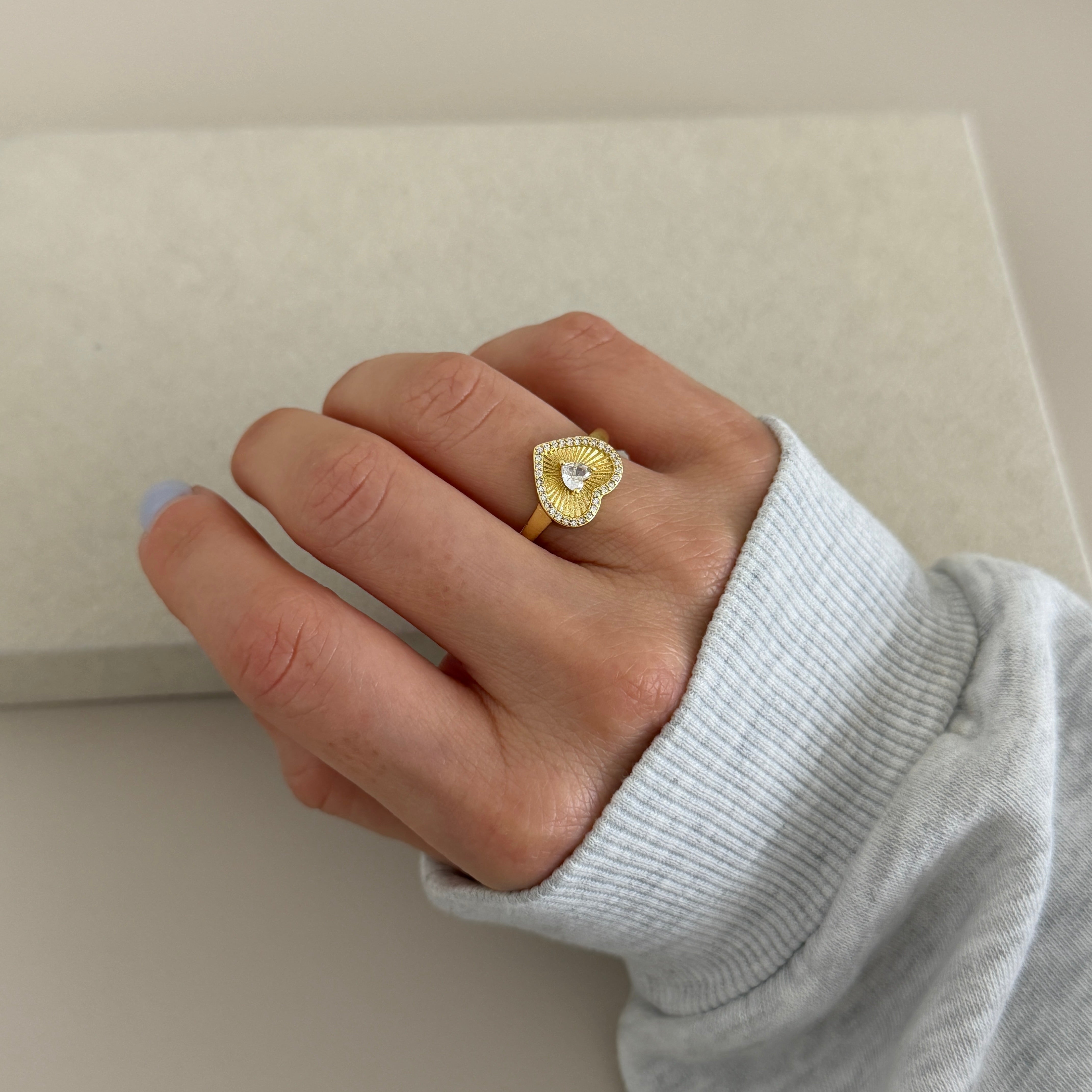 Radiant Heart Crystal Ring