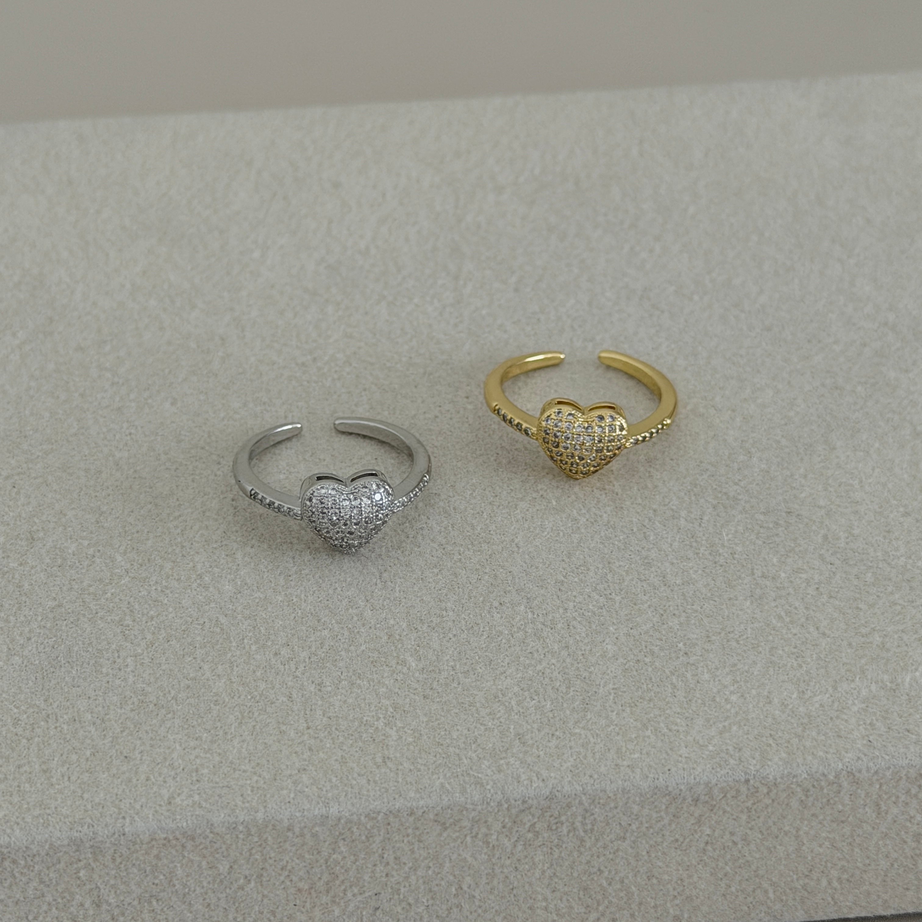 Pavé Heart Open Ring
