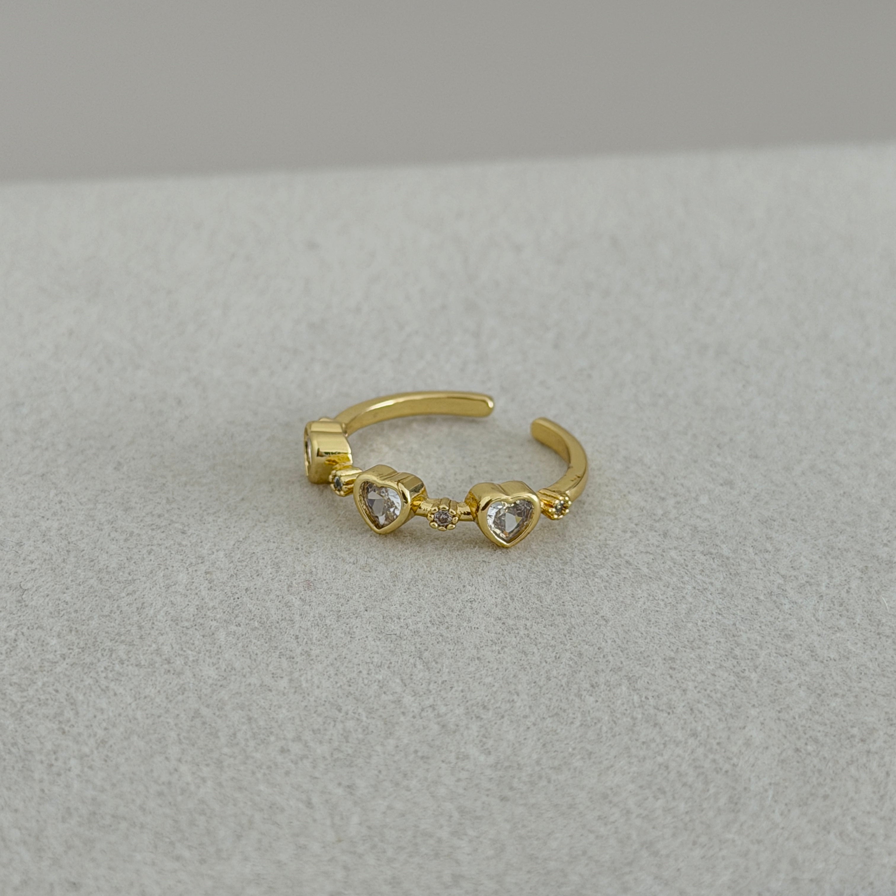 Triple Heart Crystal Ring