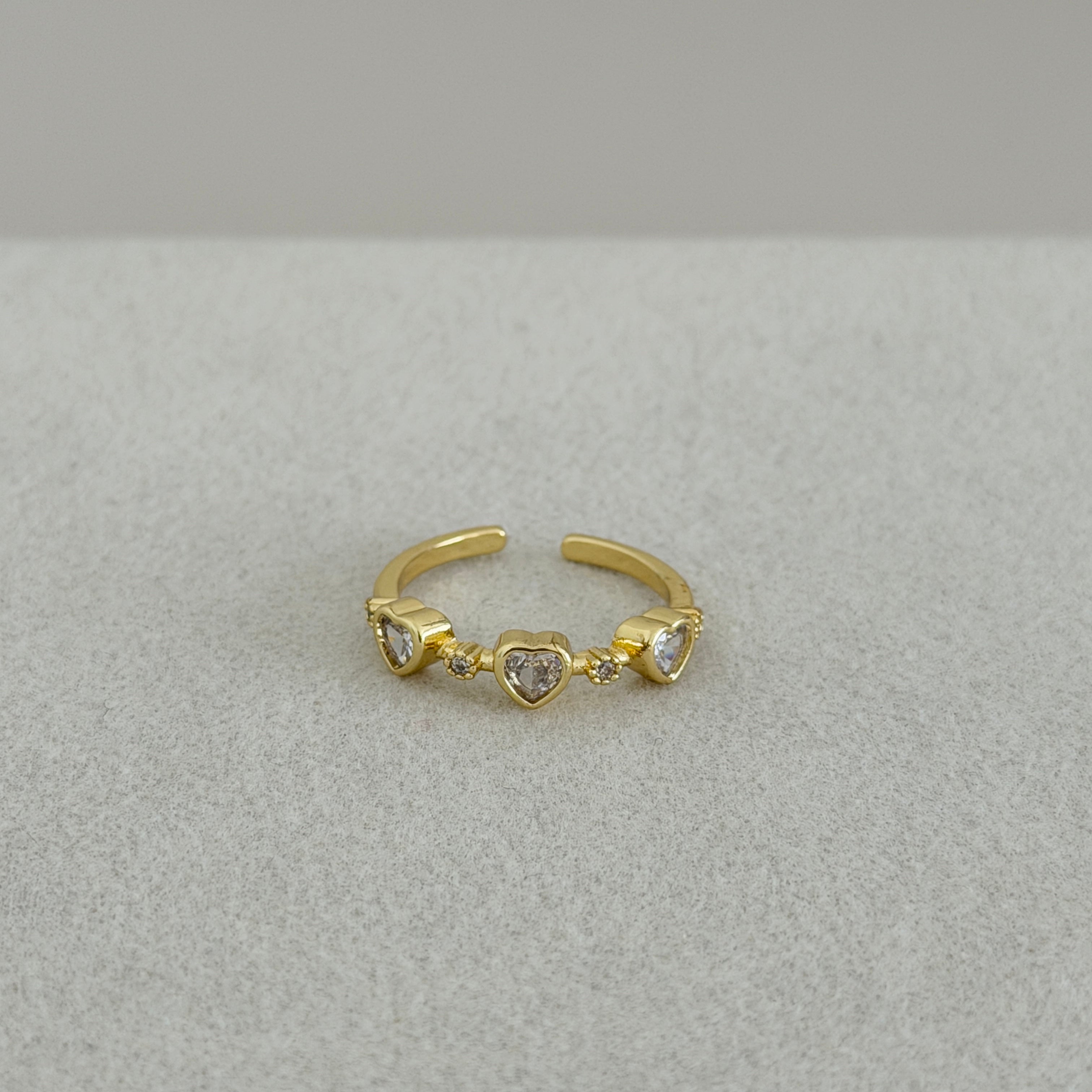 Triple Heart Crystal Ring