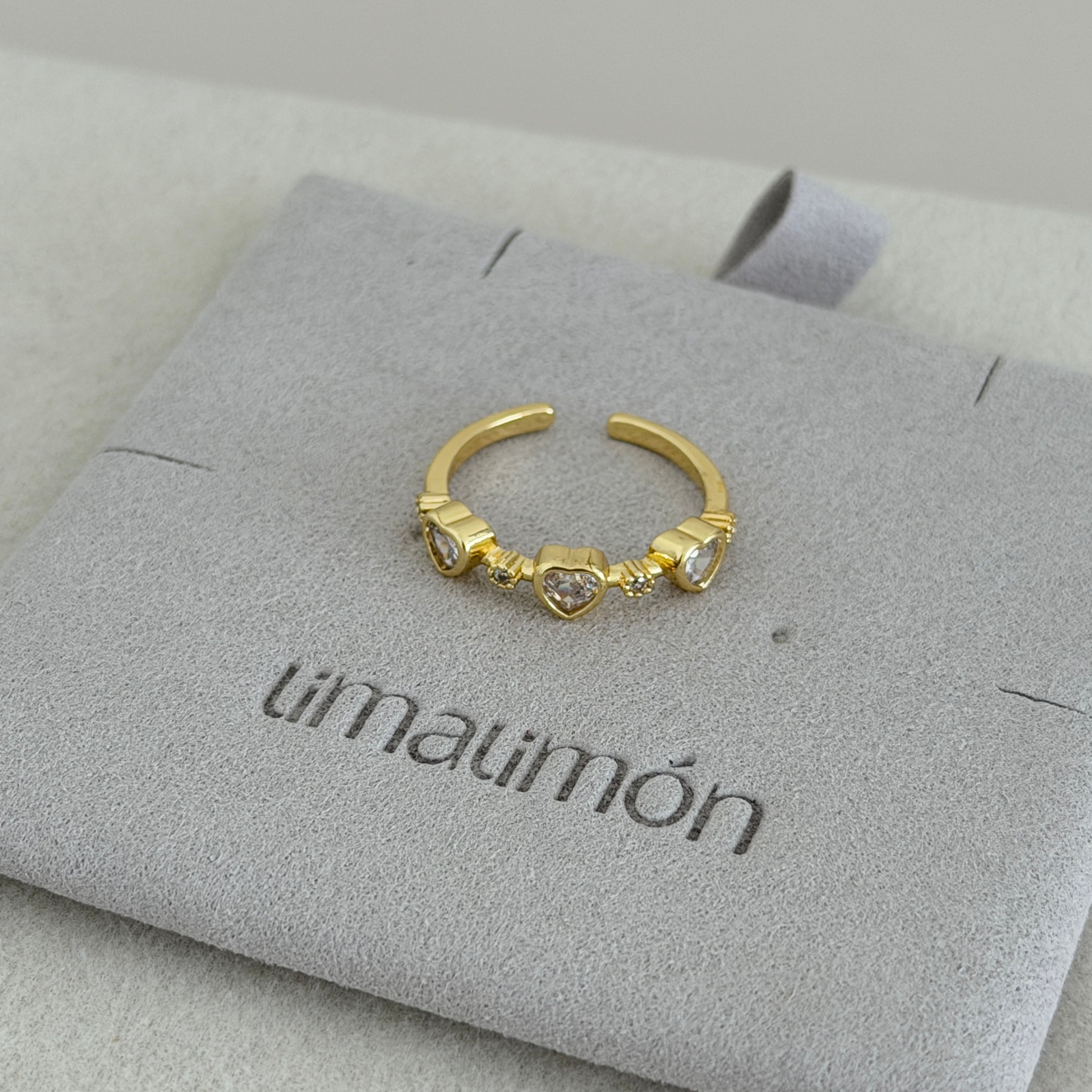Triple Heart Crystal Ring