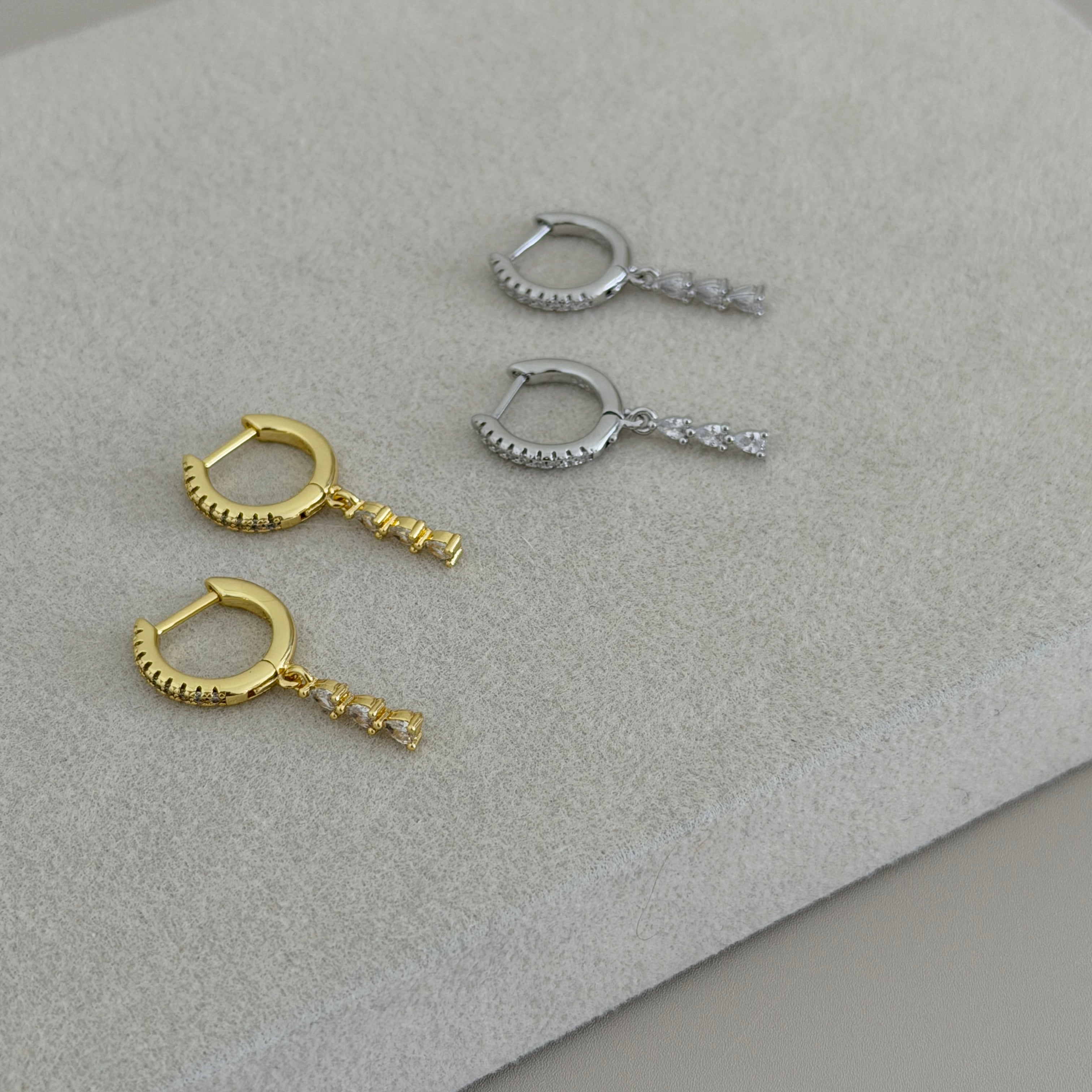 Crystal Drop Mini Hoop Earrings