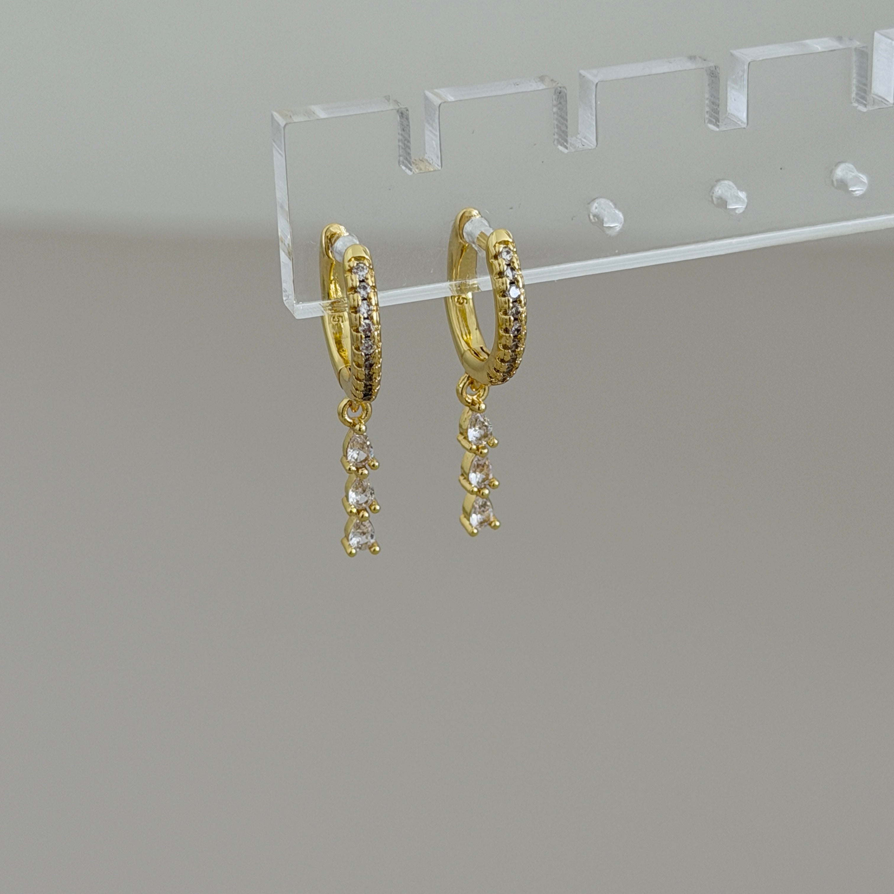 Crystal Drop Mini Hoop Earrings