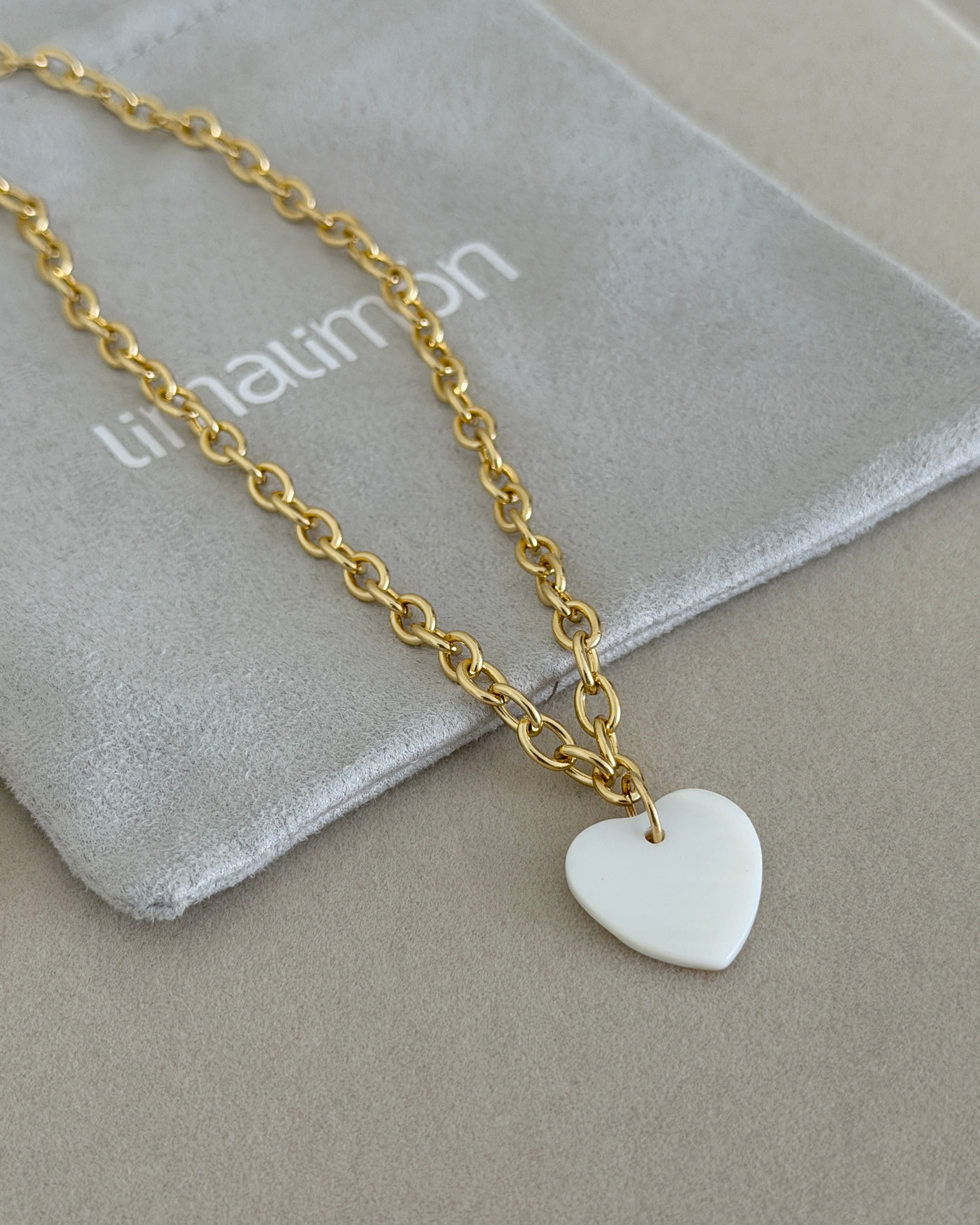 White Heart Charm Necklace